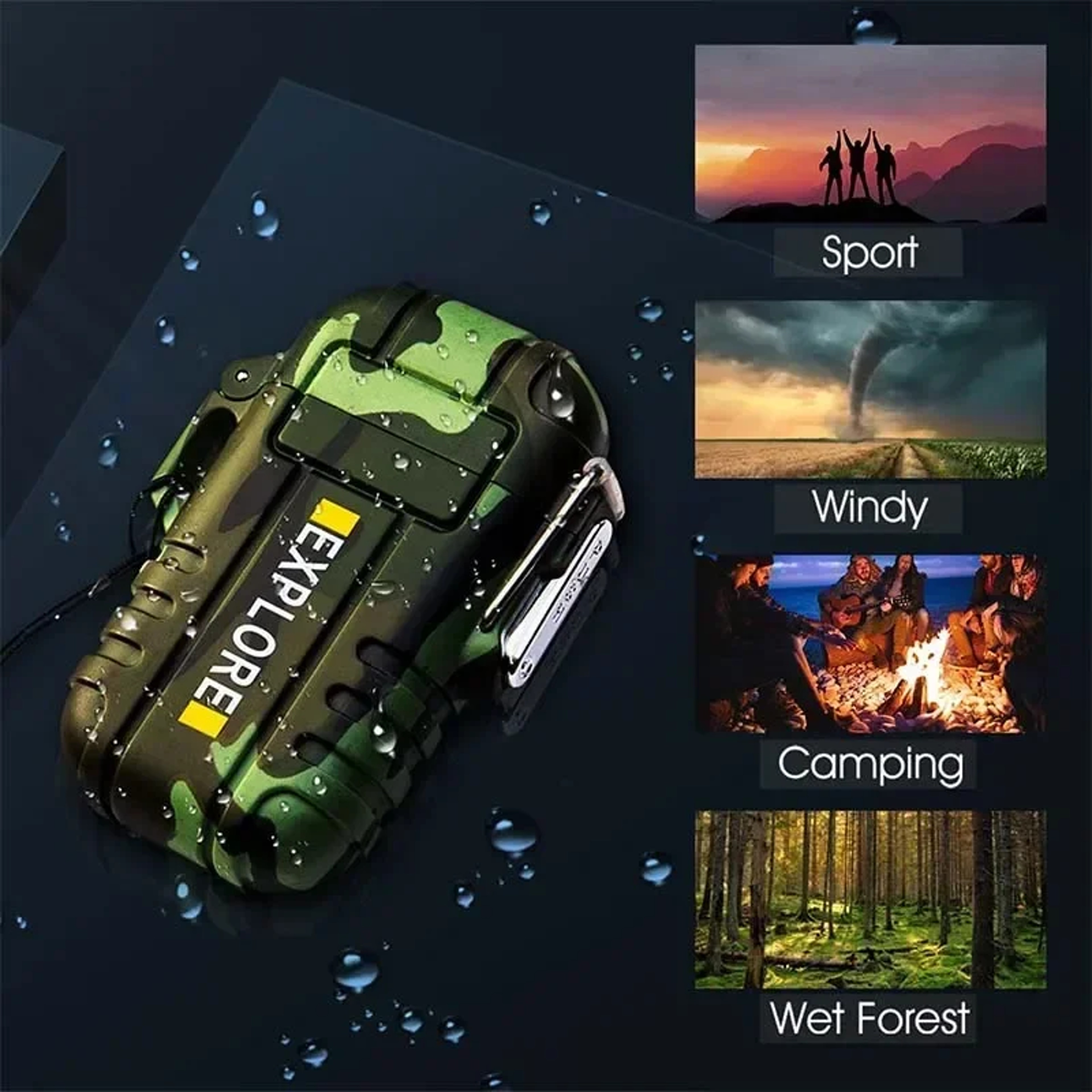 Windproof Dual Arc Plasma Lighter USB Rechargeable  Waterproof 4