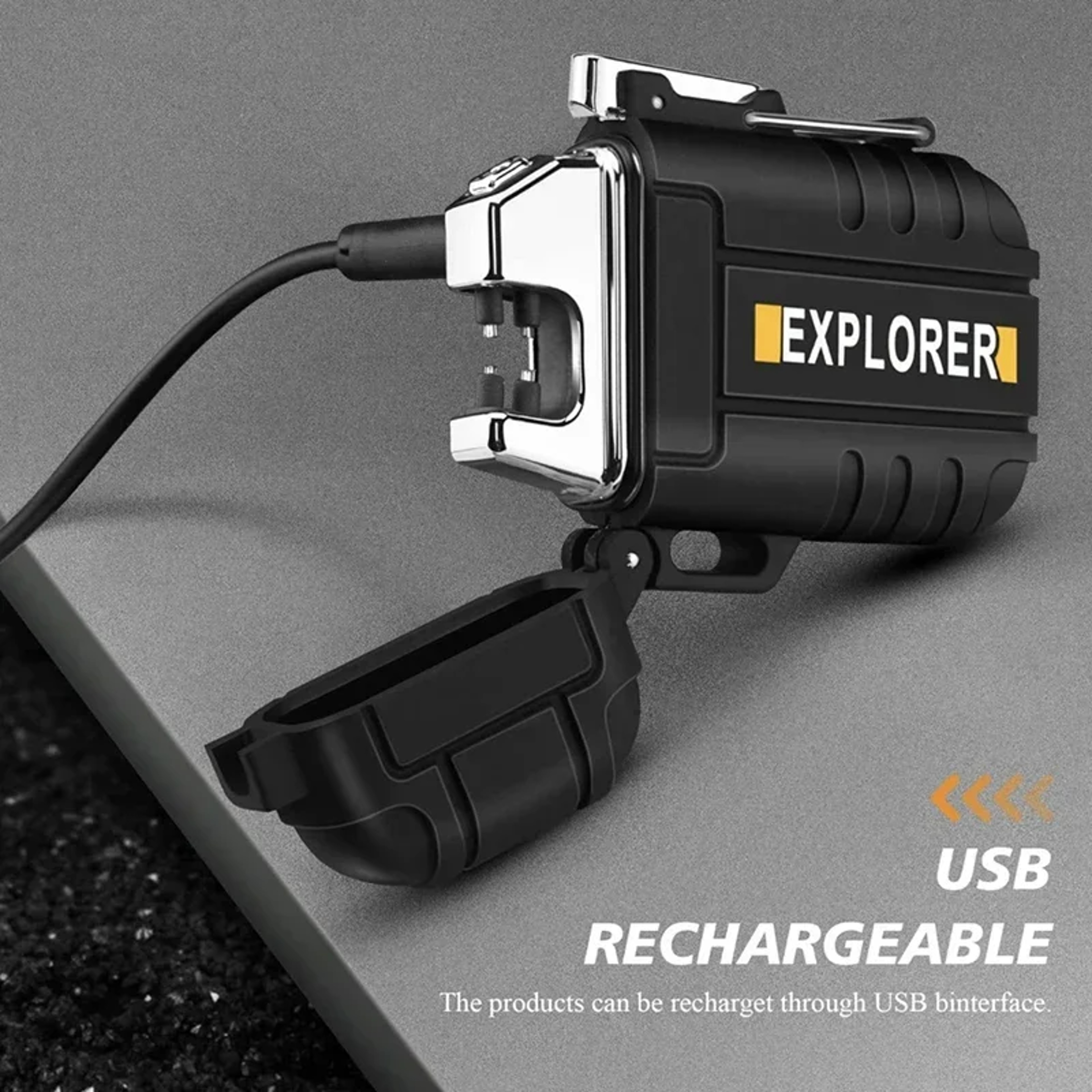 Windproof Dual Arc Plasma Lighter USB Rechargeable  Waterproof 6