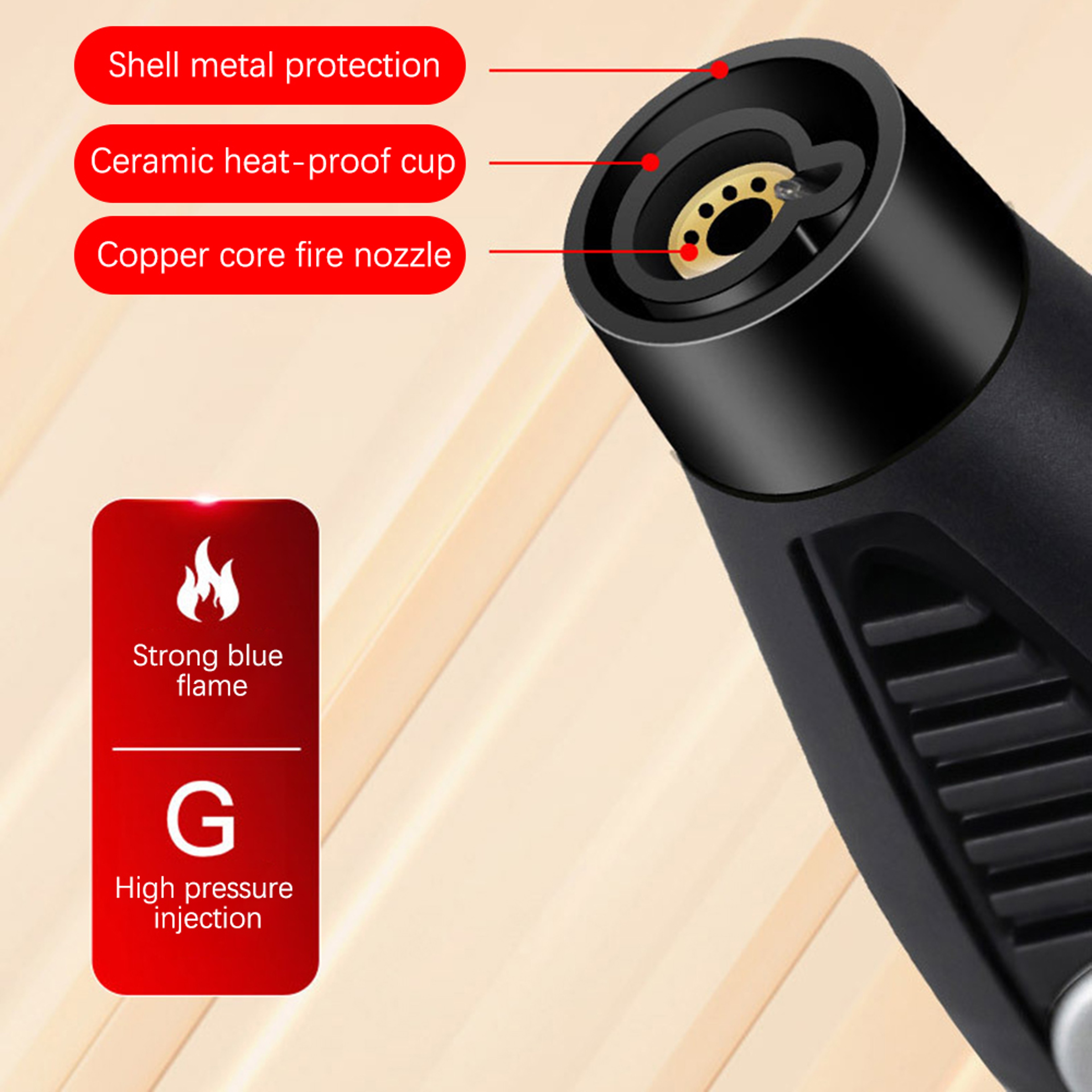 All Purpose Windproof Torch Lighter High Power Butane Gas Ignition Tool For BBQ Camping  Kitchen 2