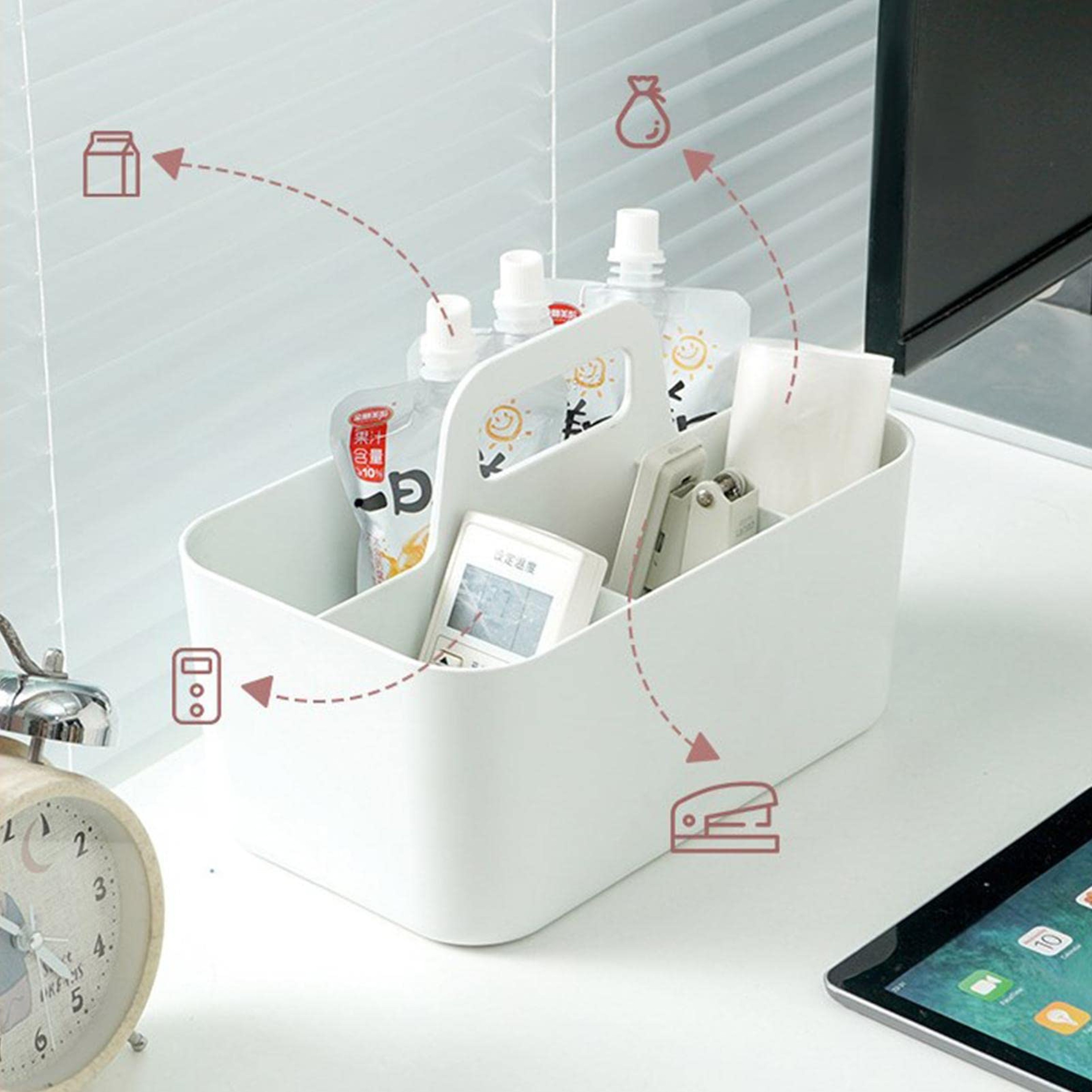 Desktop & Cosmetic Organizer with Portable Handle Multi Use Pen Holder – view 5