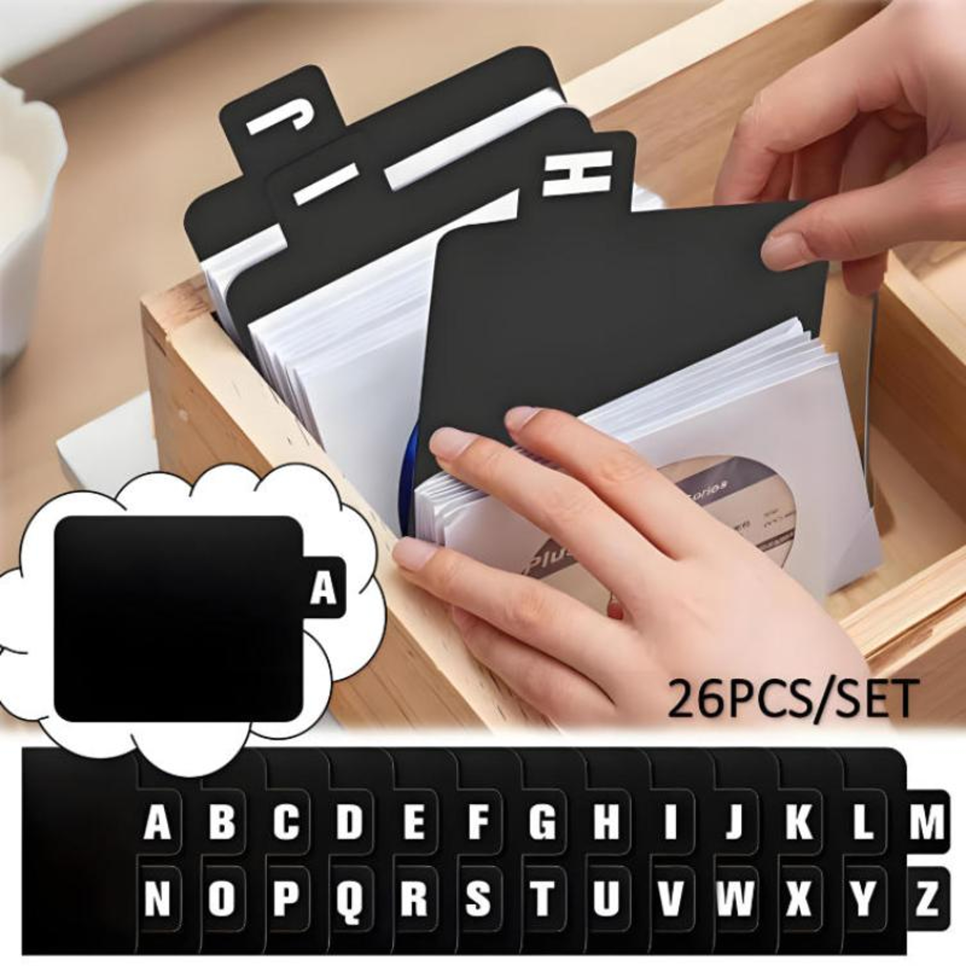 Alphabet A To Z Record  Media Organizer CD DVD Organizer Dividers Set For Easy Vinyl Record Storage 2