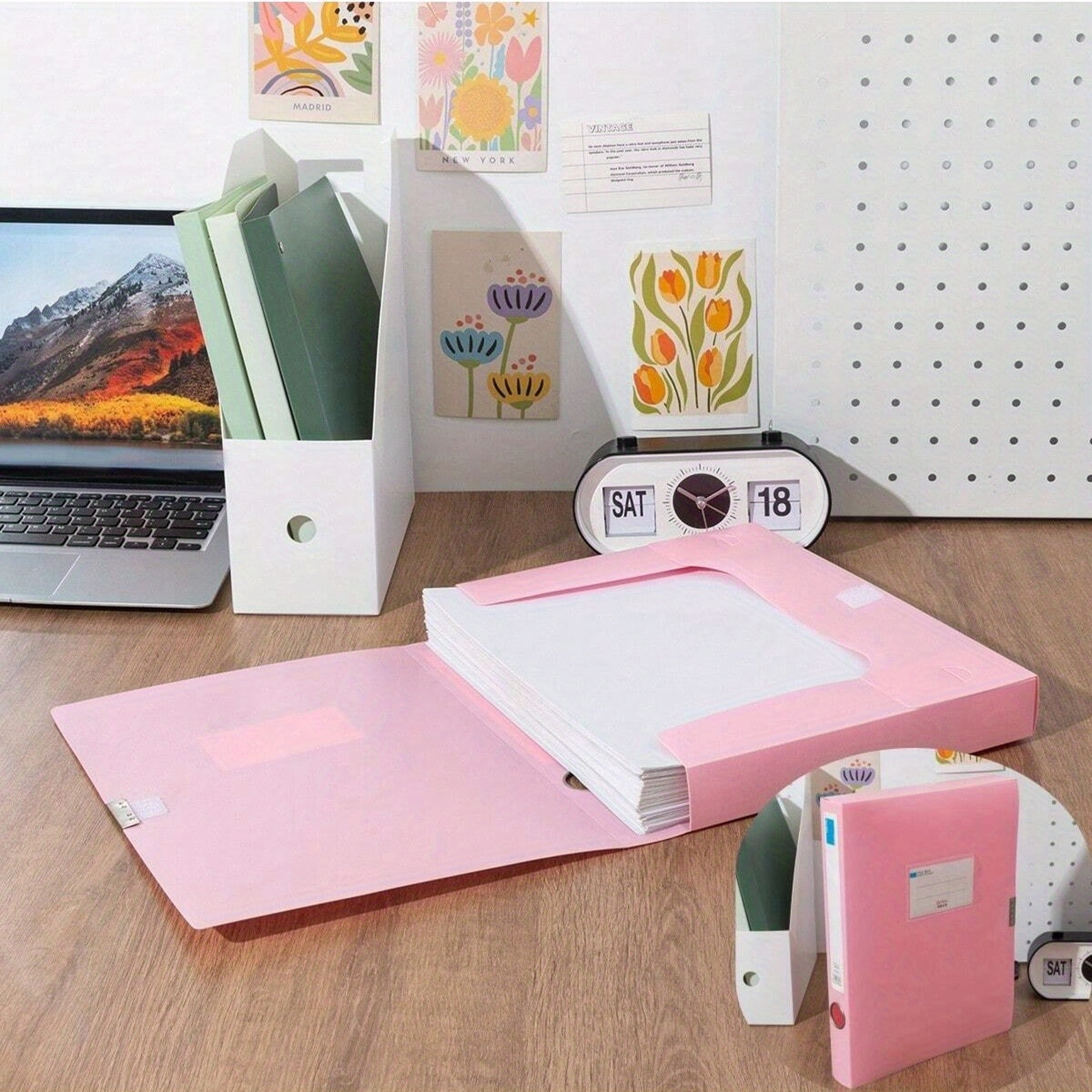 Pastel Snap Closure Plastic File Folders Durable Document Organizer Set For Office  School 7