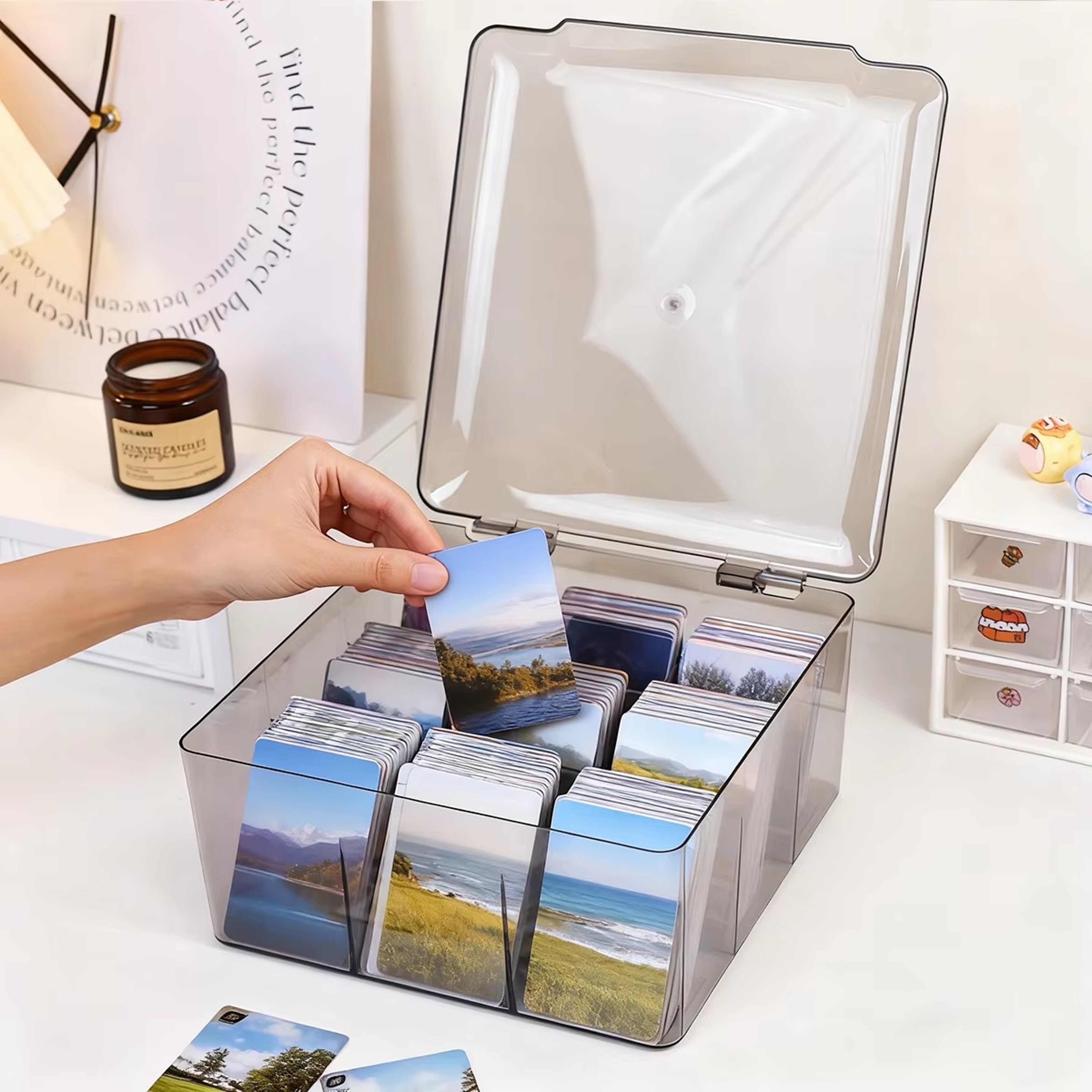 Transparent Trading Card Storage Box With Flip Lid Card Organizer Case 5