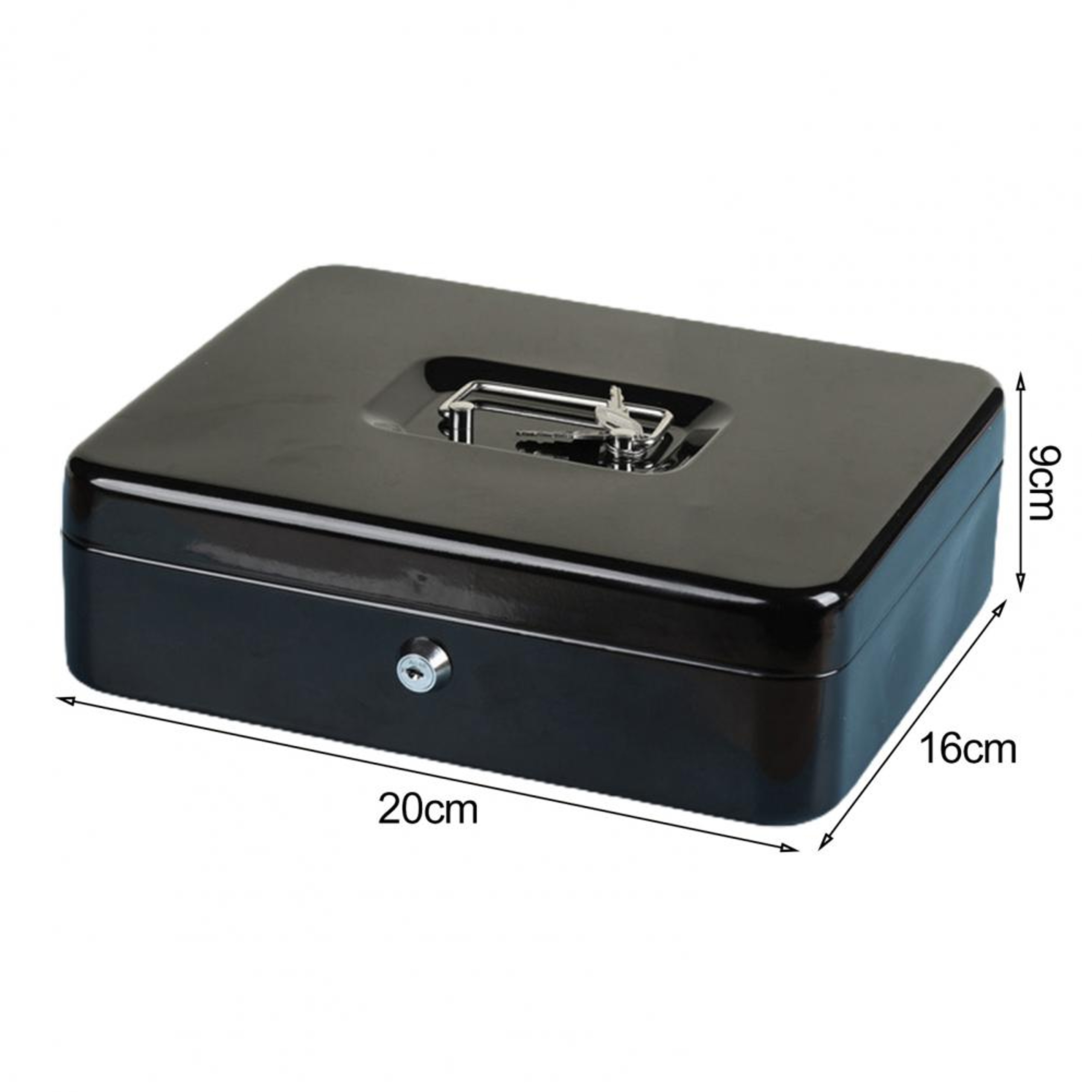 Portable Secure Cash Lock Box With Key Lock Fireproof Metal Money Organizer 8
