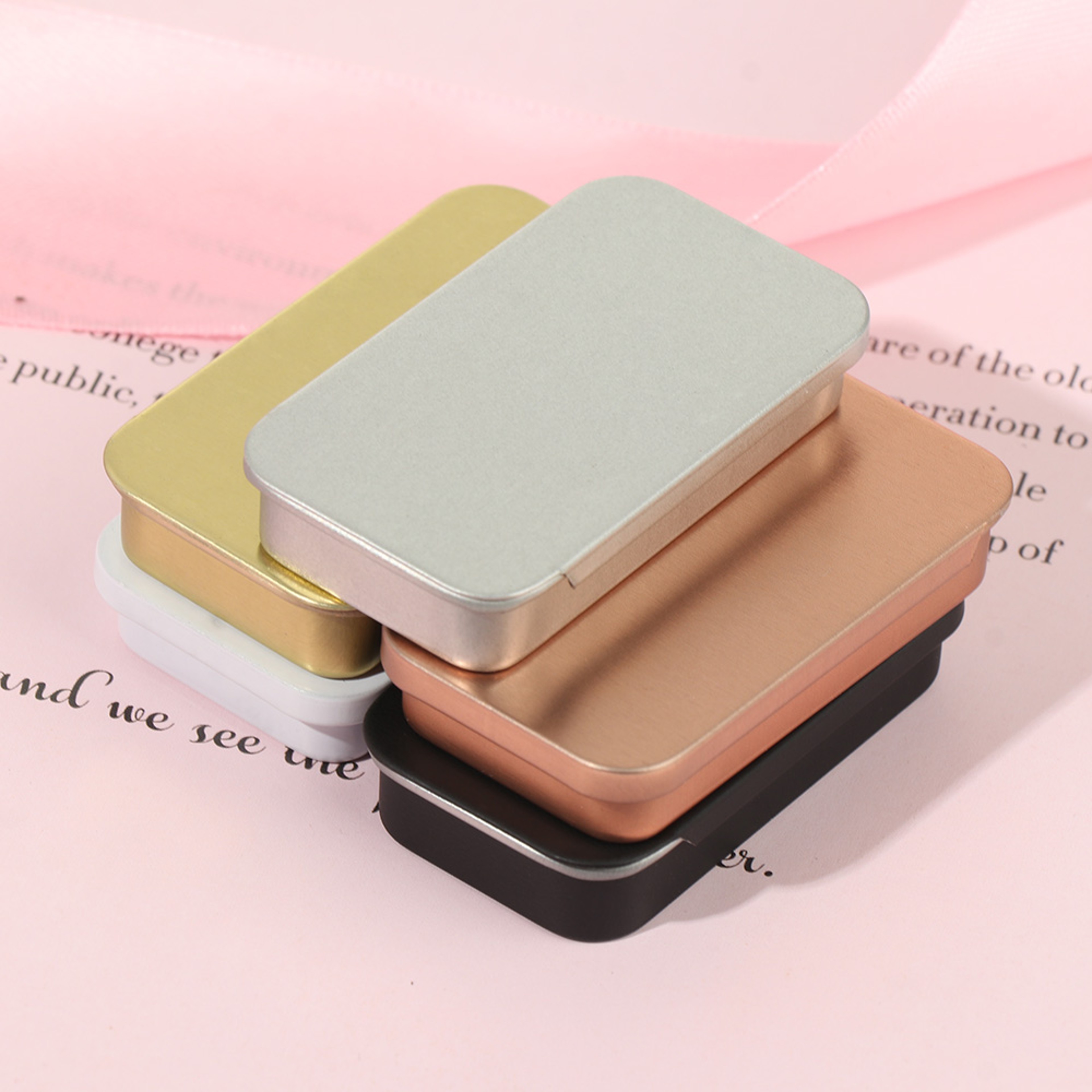 Premium Mini Rectangular Hinged Tin Box Small Metal Storage Container 0
