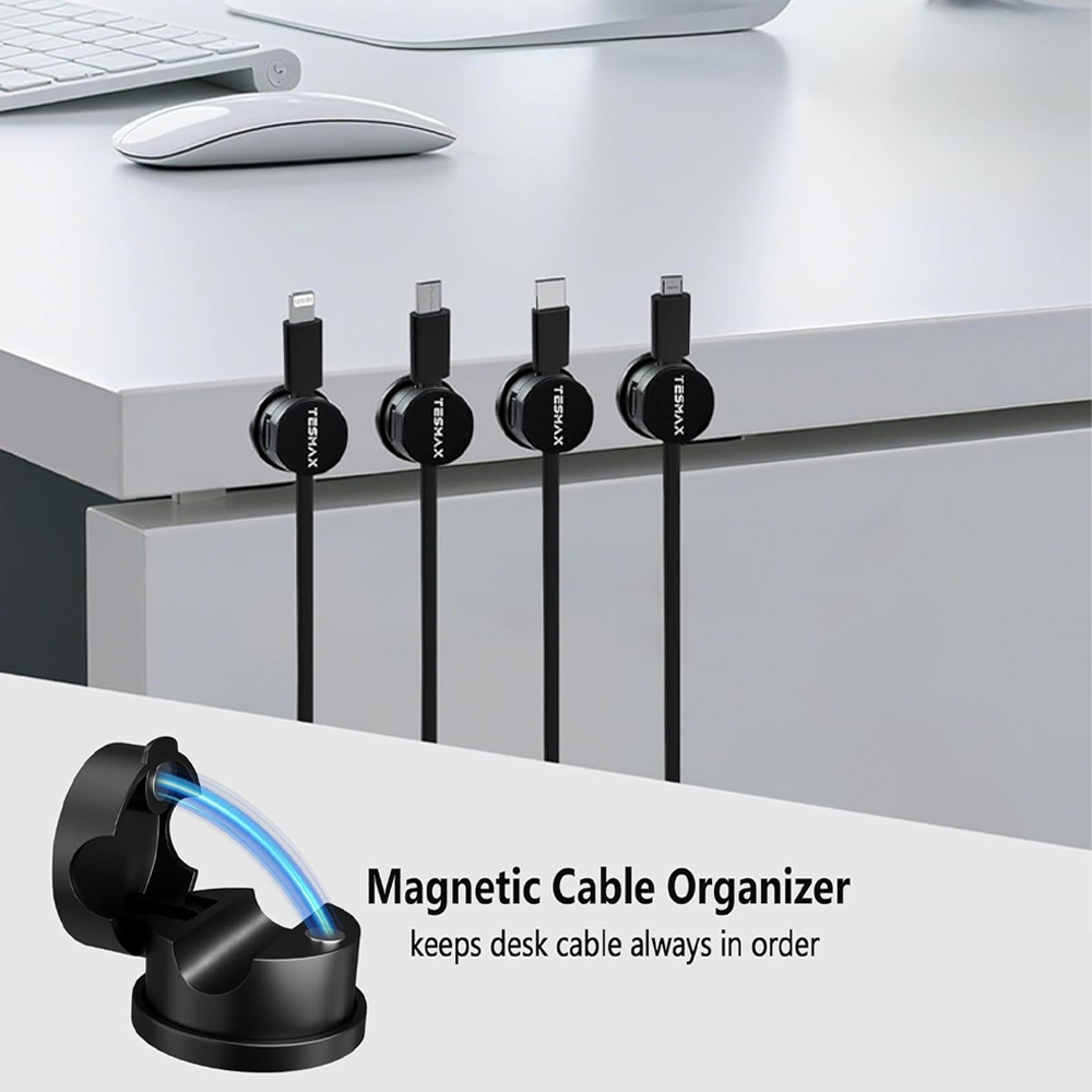 Premium Magnetic Cable Clips Smooth Adjustable Desk Cable Organizer  Cord Holder 2