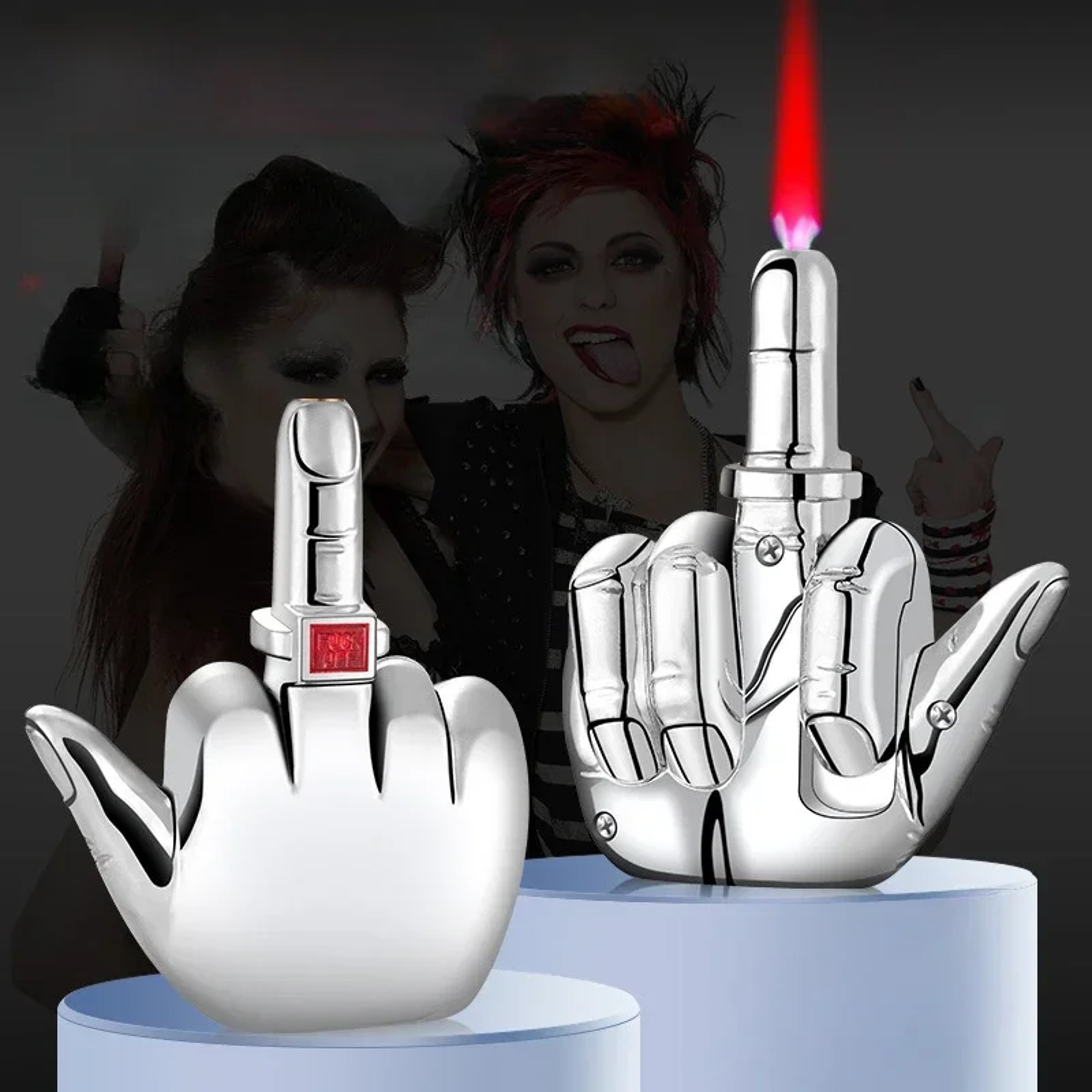 Jet Flame Torch Lighter Compact Windproof Metal Middle Finger Lighter For Men 2