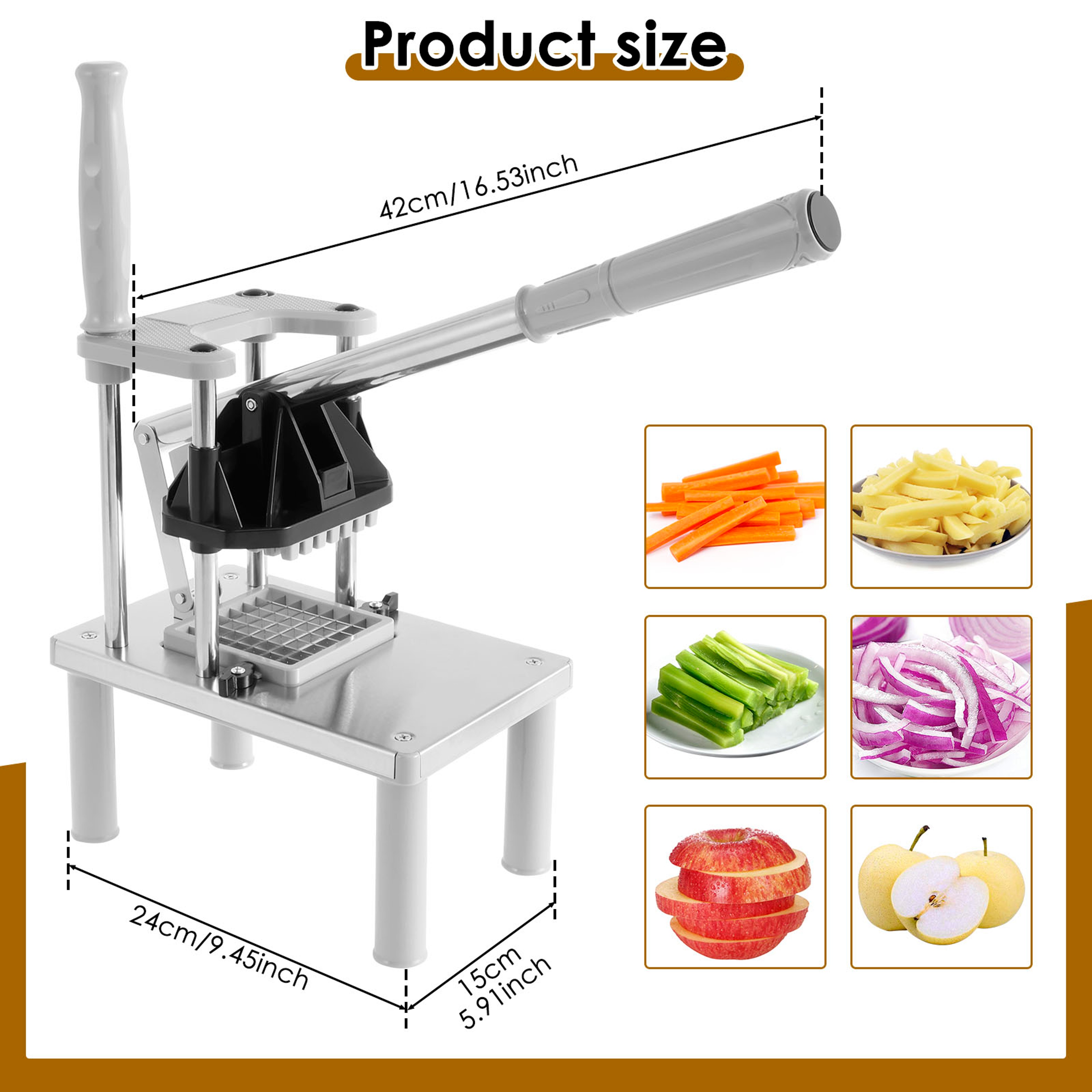 Stainless Steel French Fry Cutter  Vegetable Chopper With Replacement Blades 4