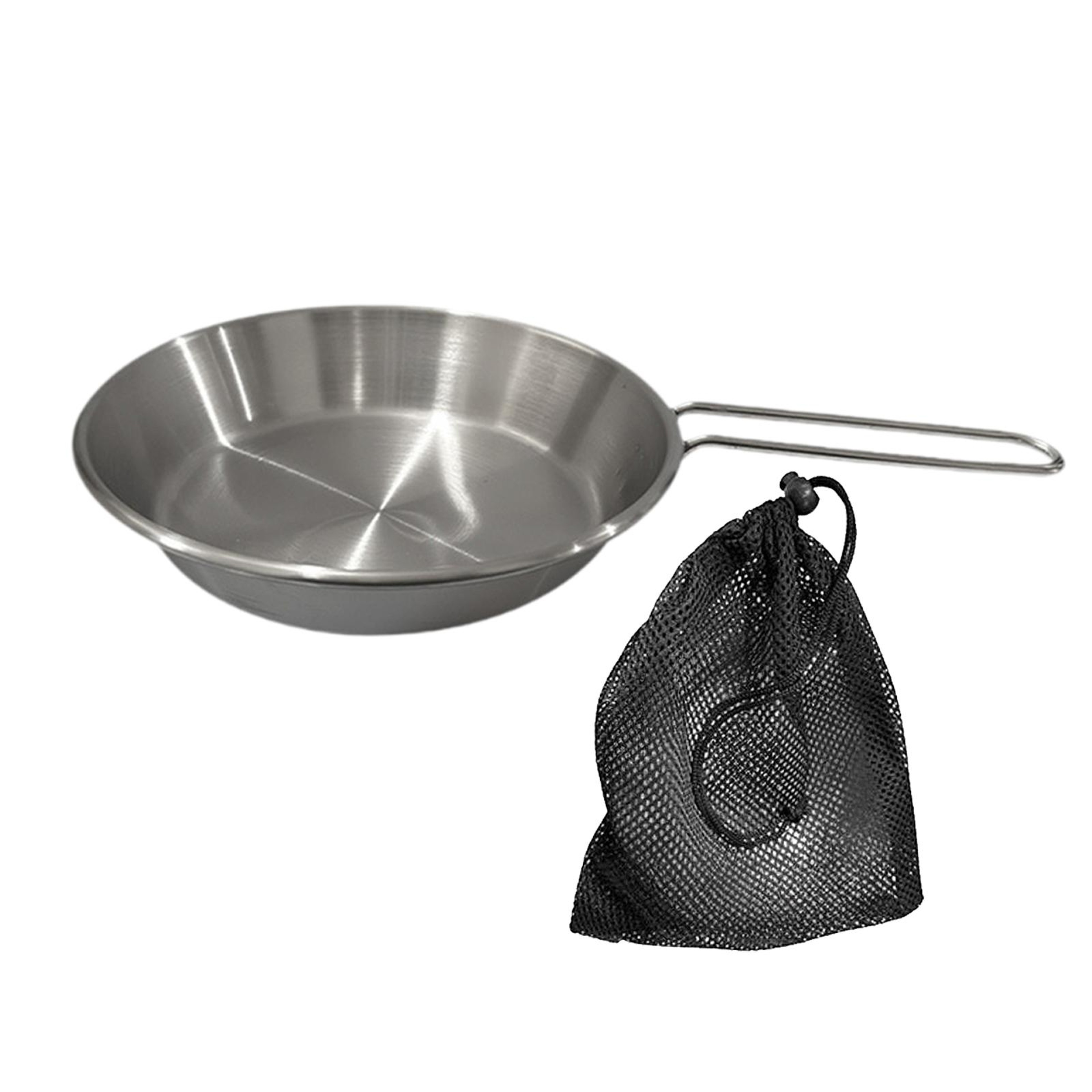 Compact Camping Fry Pan With Foldable Handle Portable Stainless Steel Outdoor Cookware 0