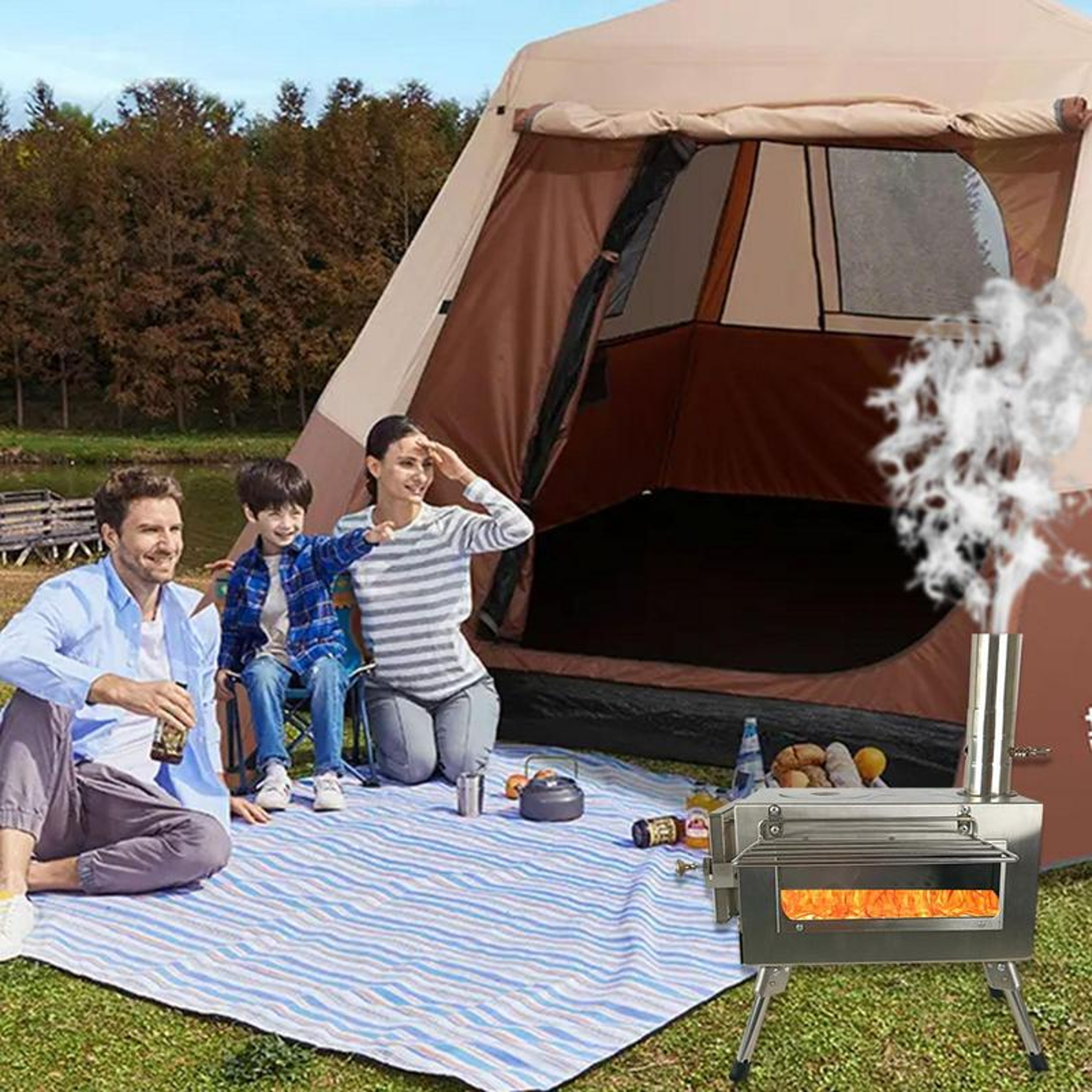 Adjustable Stainless Steel Tent Stove Chimney Pipe With Damper For Camping  Outdoor Heating 1