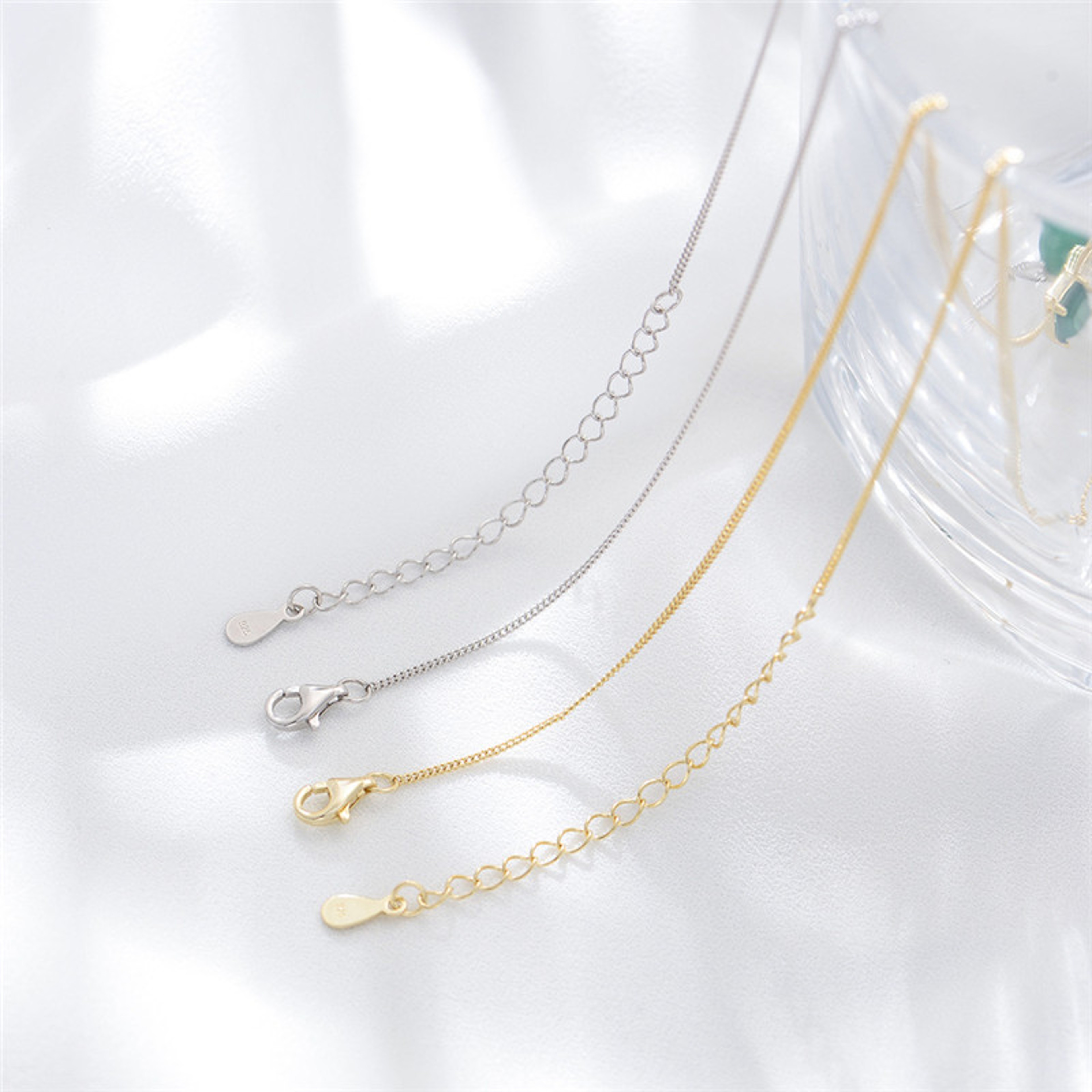 Elegant Green Gemstone Necklace Sterling Silver Pendant With Gold Finish 3