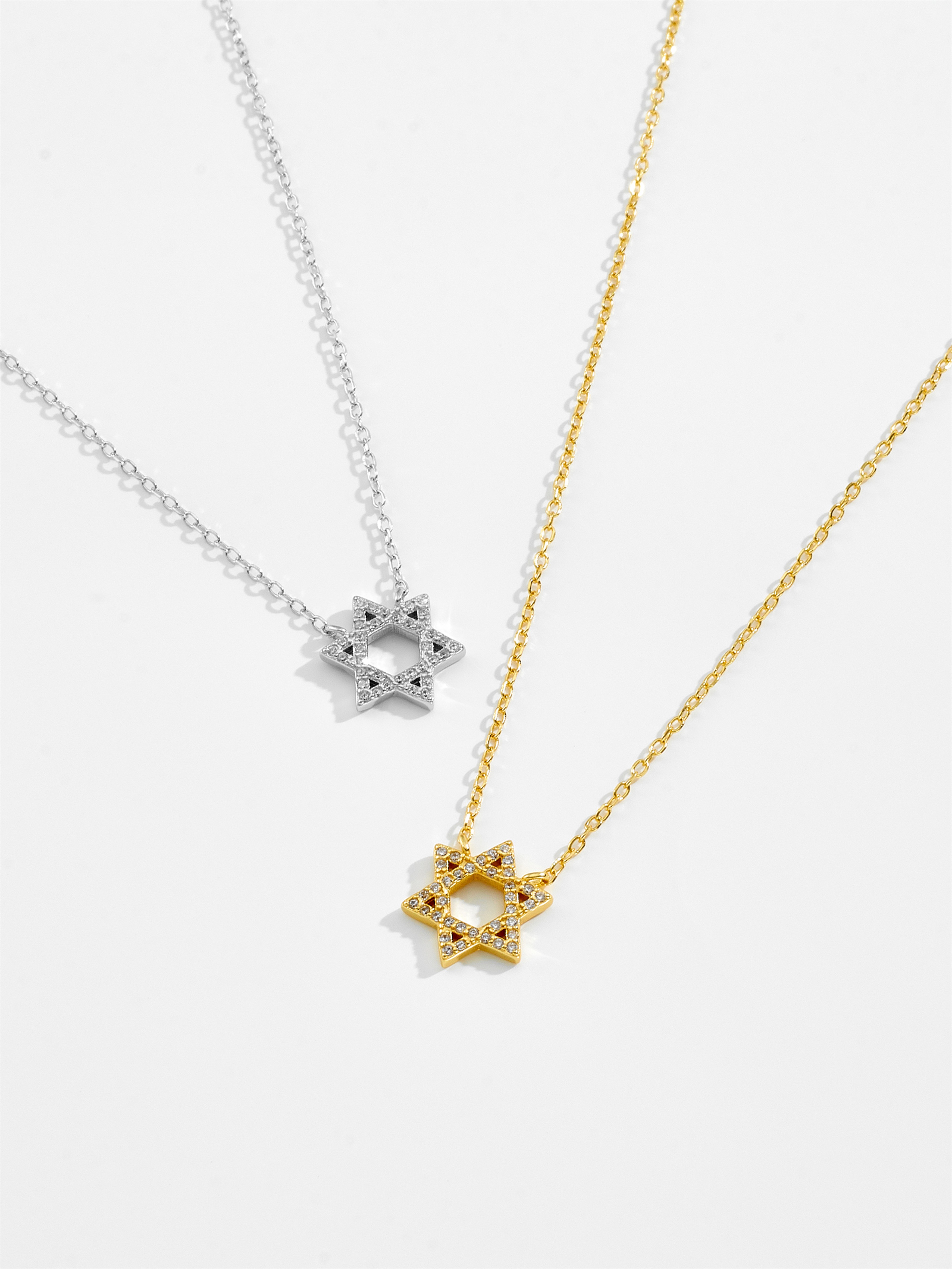 Sterling Silver Star Of David Necklace Elegant Gold Silver Jewish Pendant For Women 2