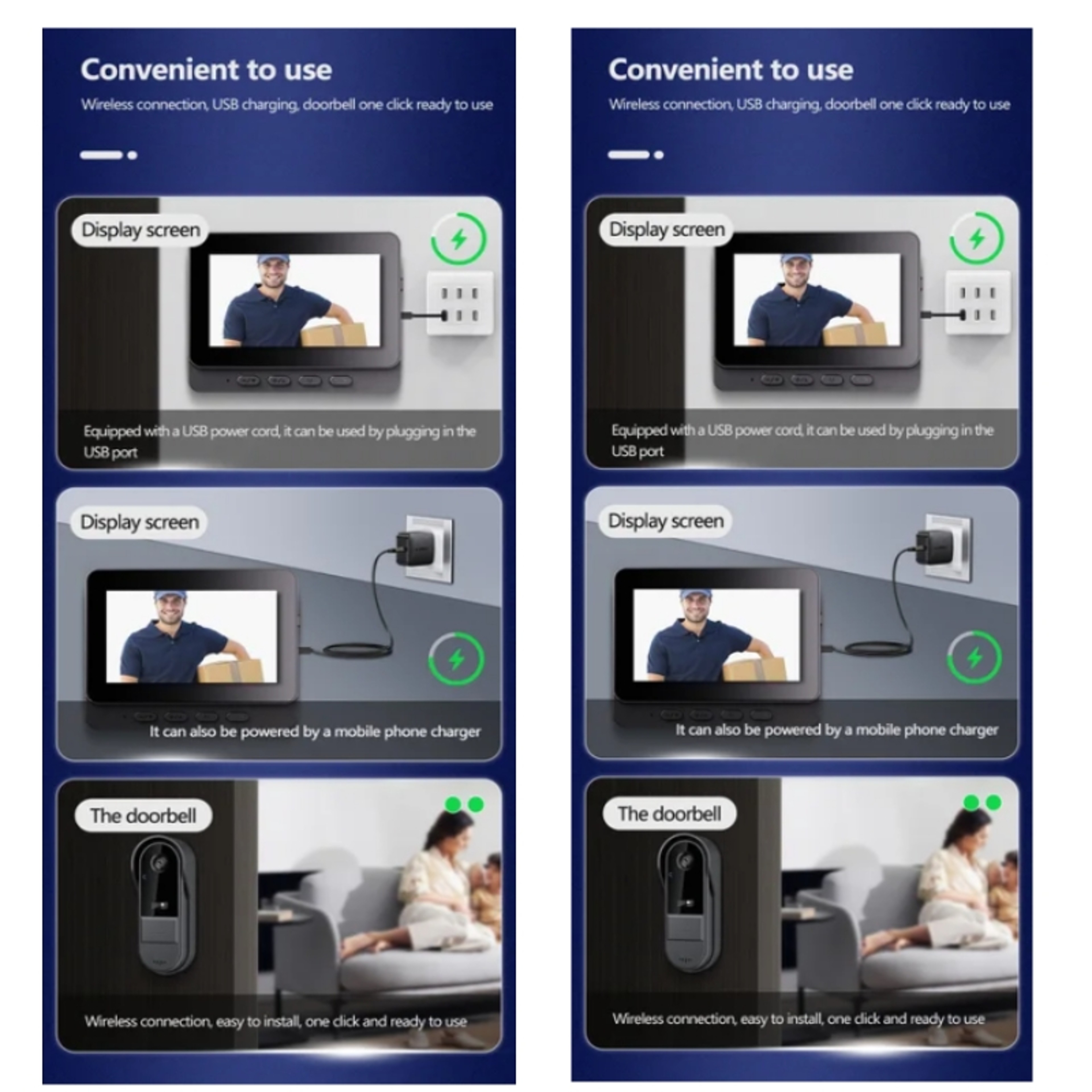 Wireless Video Doorbell Intercom With Screen HD Night Vision  Waterproof Camera 6