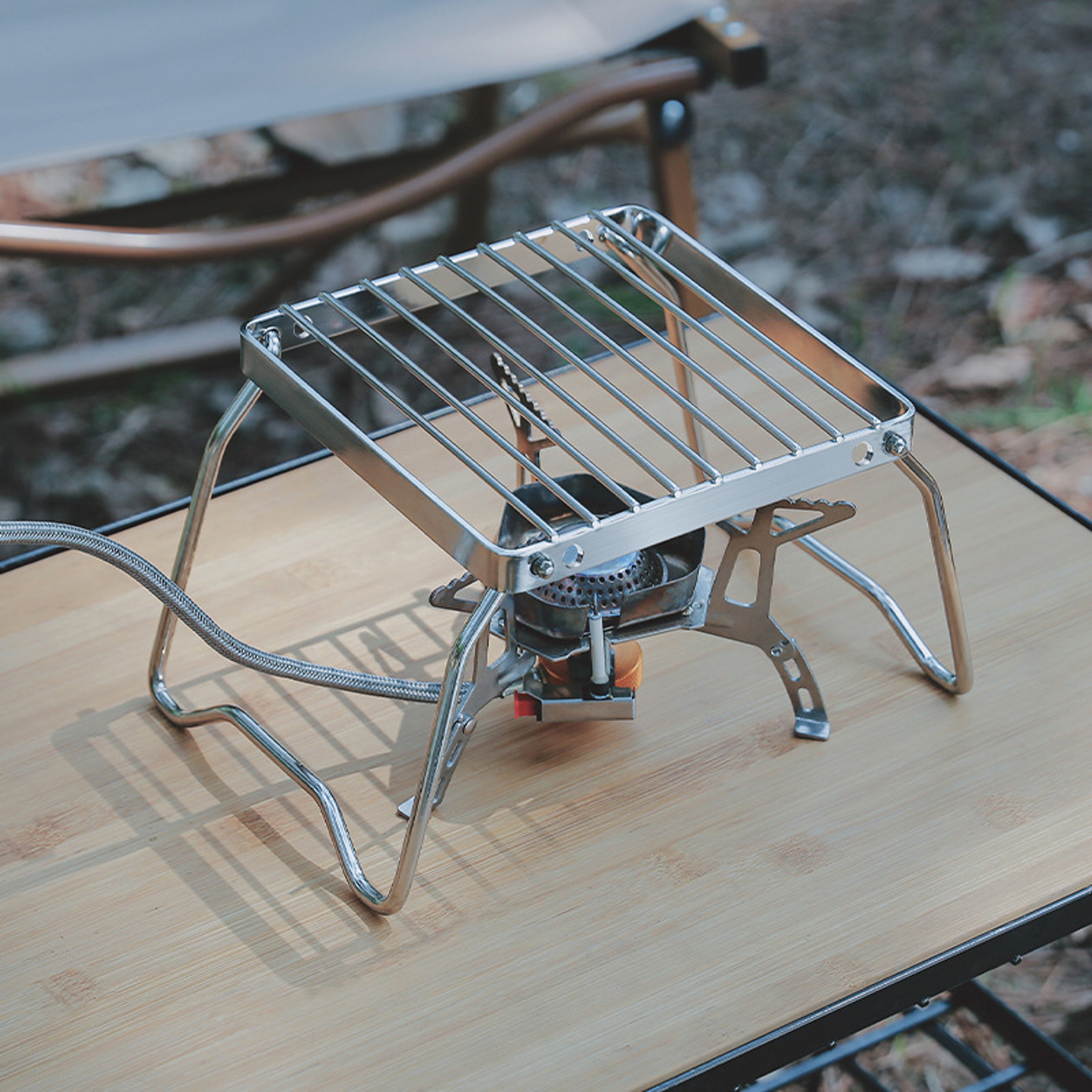 Portable Camping Stove Stand Foldable BBQ Grill Rack Stainless Steel Outdoor Cookware Support 0