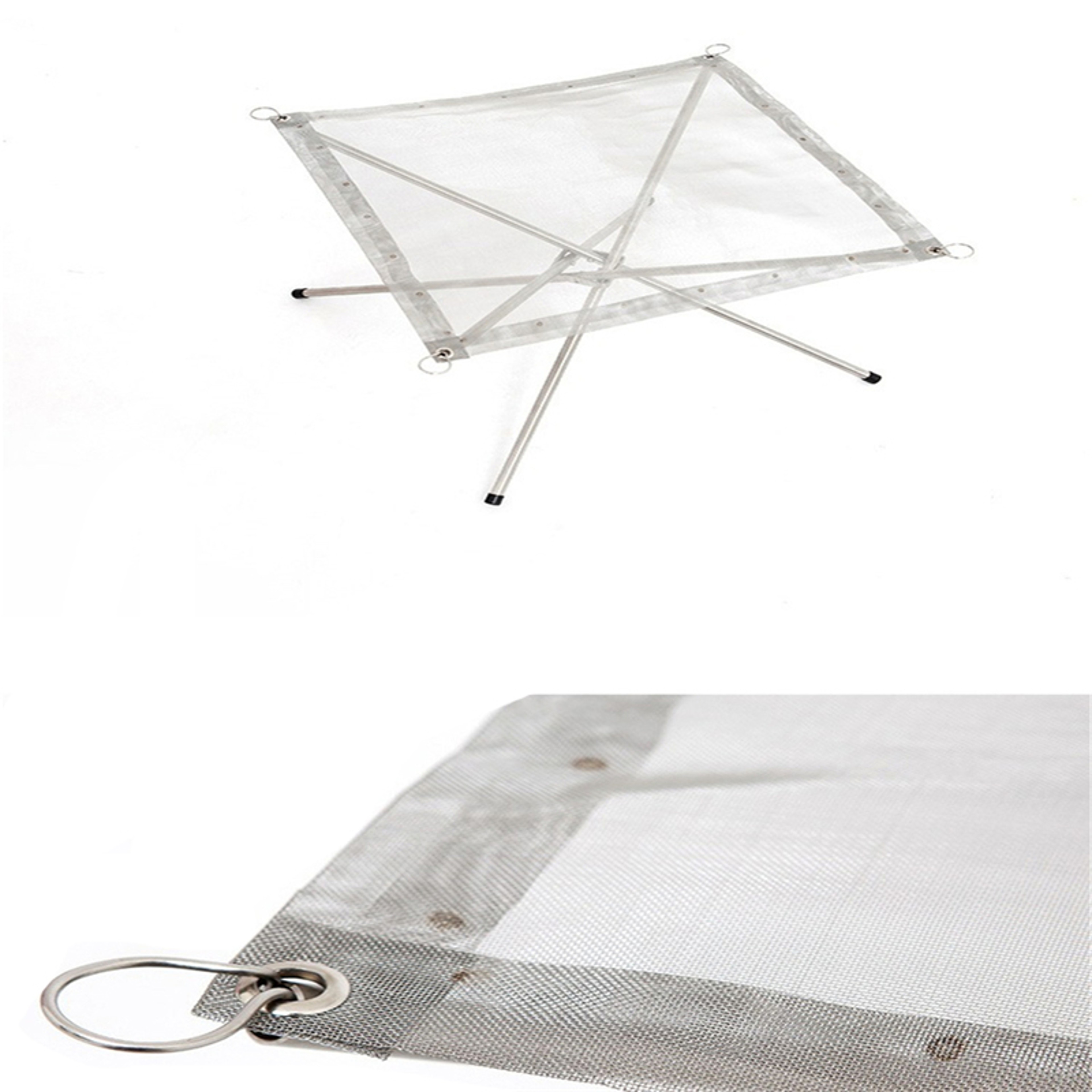 Portable Folding Fire Pit For Camping Stainless Steel Mesh Fire Stand 4