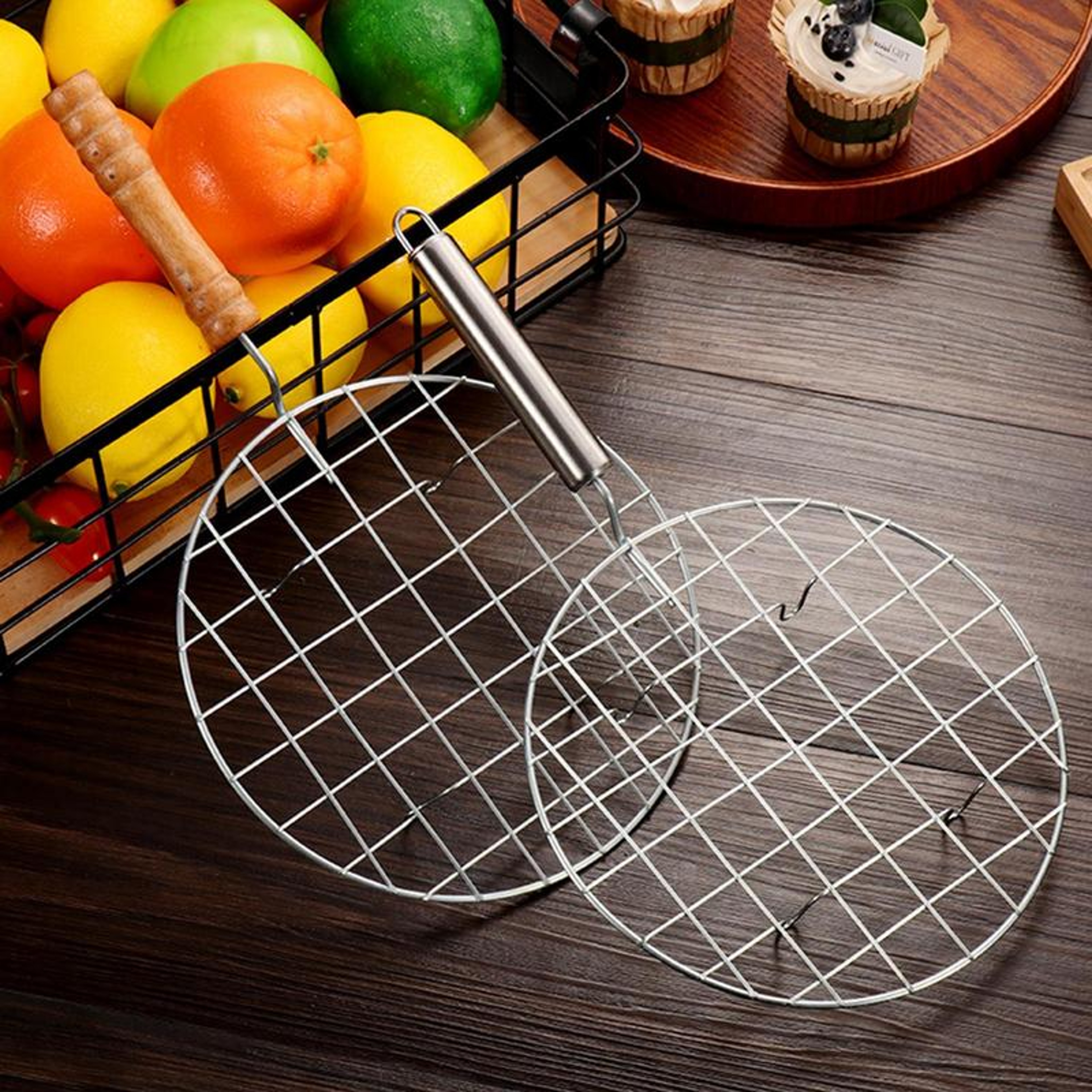 Stainless Steel Wire Roaster With Handle For BBQ  Camping 0
