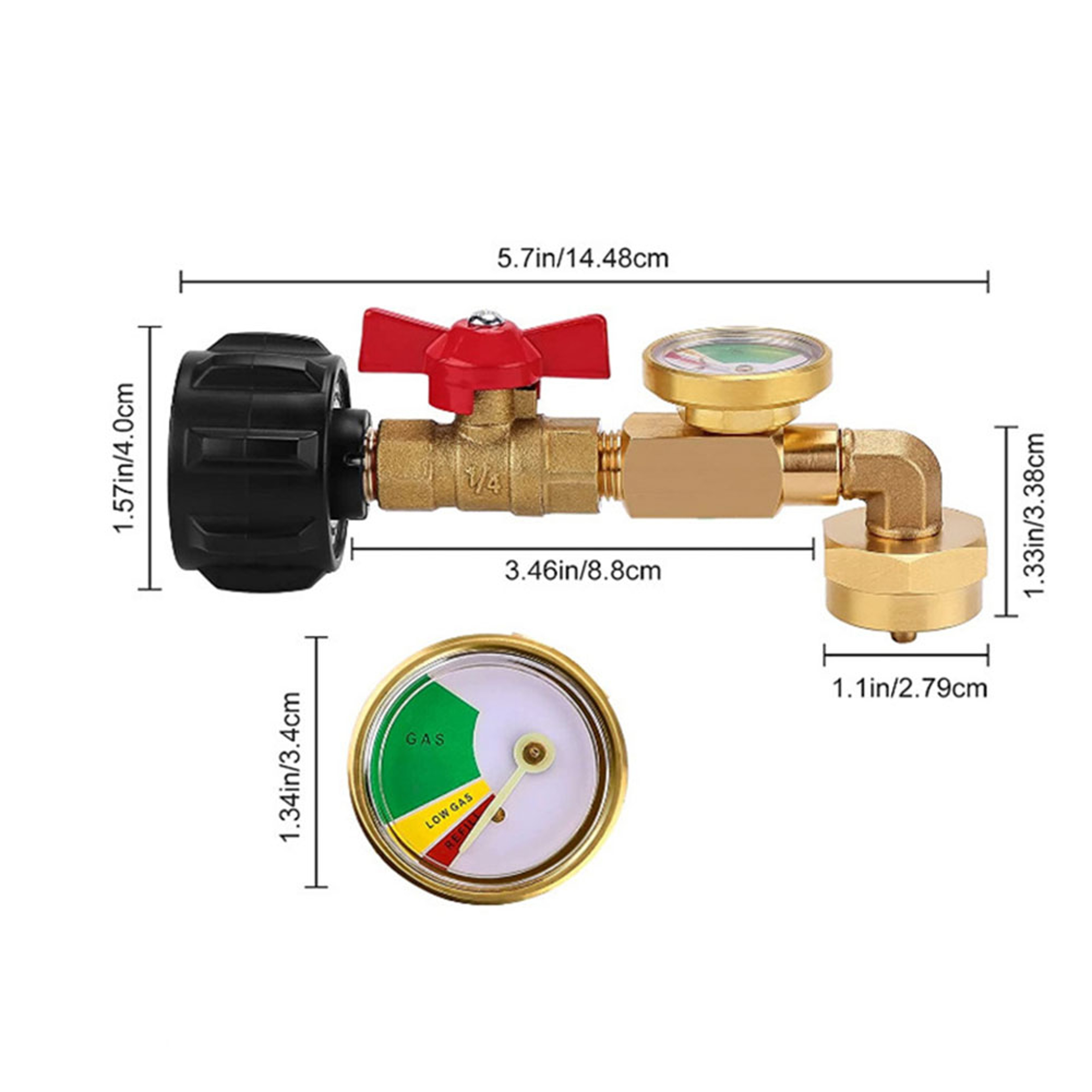 Propane Refill Adapter With Valve  Pressure Gauge For Tanks 5