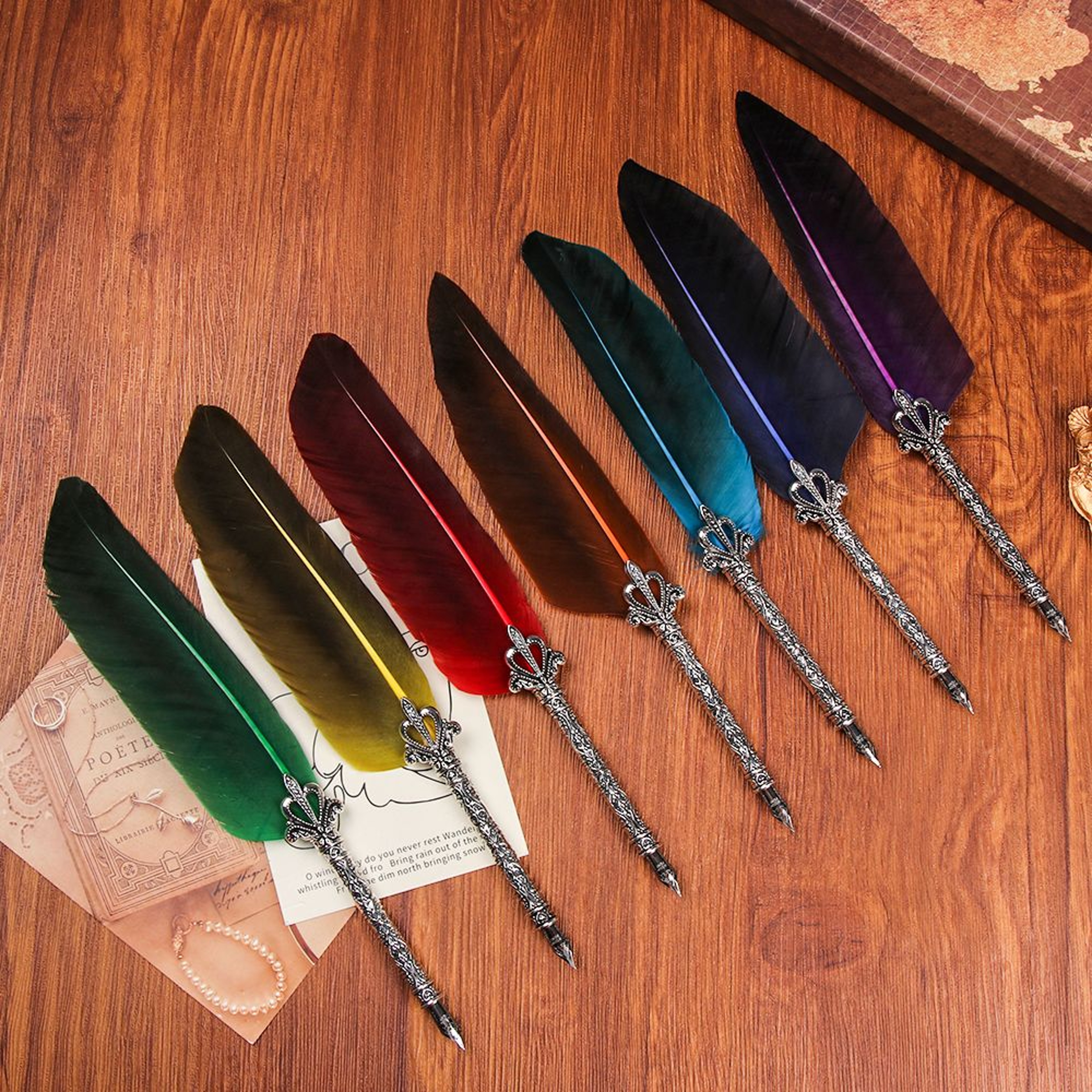 Vintage Feather Dip Pen Set For Calligraphy Writing And Signature Art 0