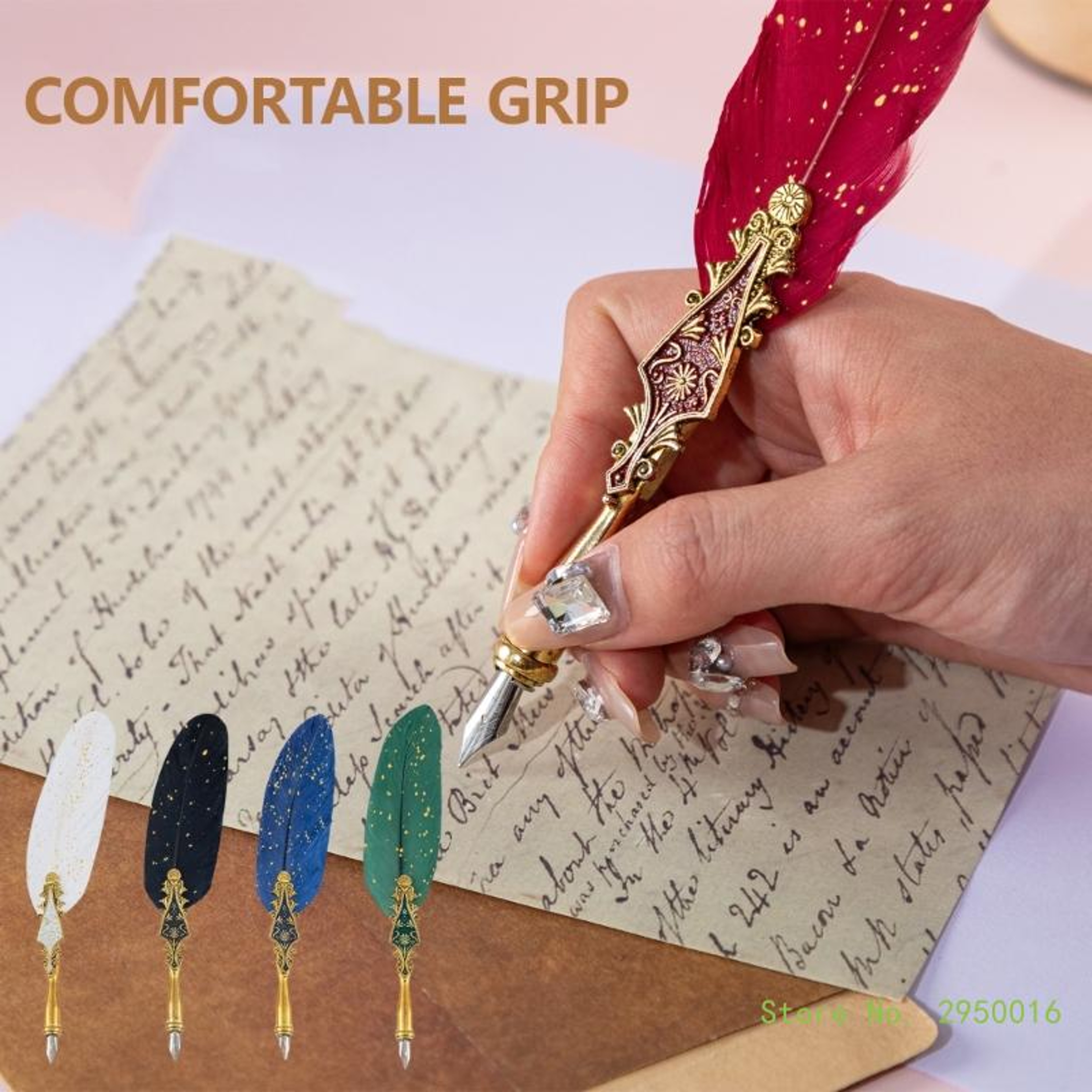 Vintage Feather Calligraphy Pen Set With Nibs For Elegant Writing And Art 0