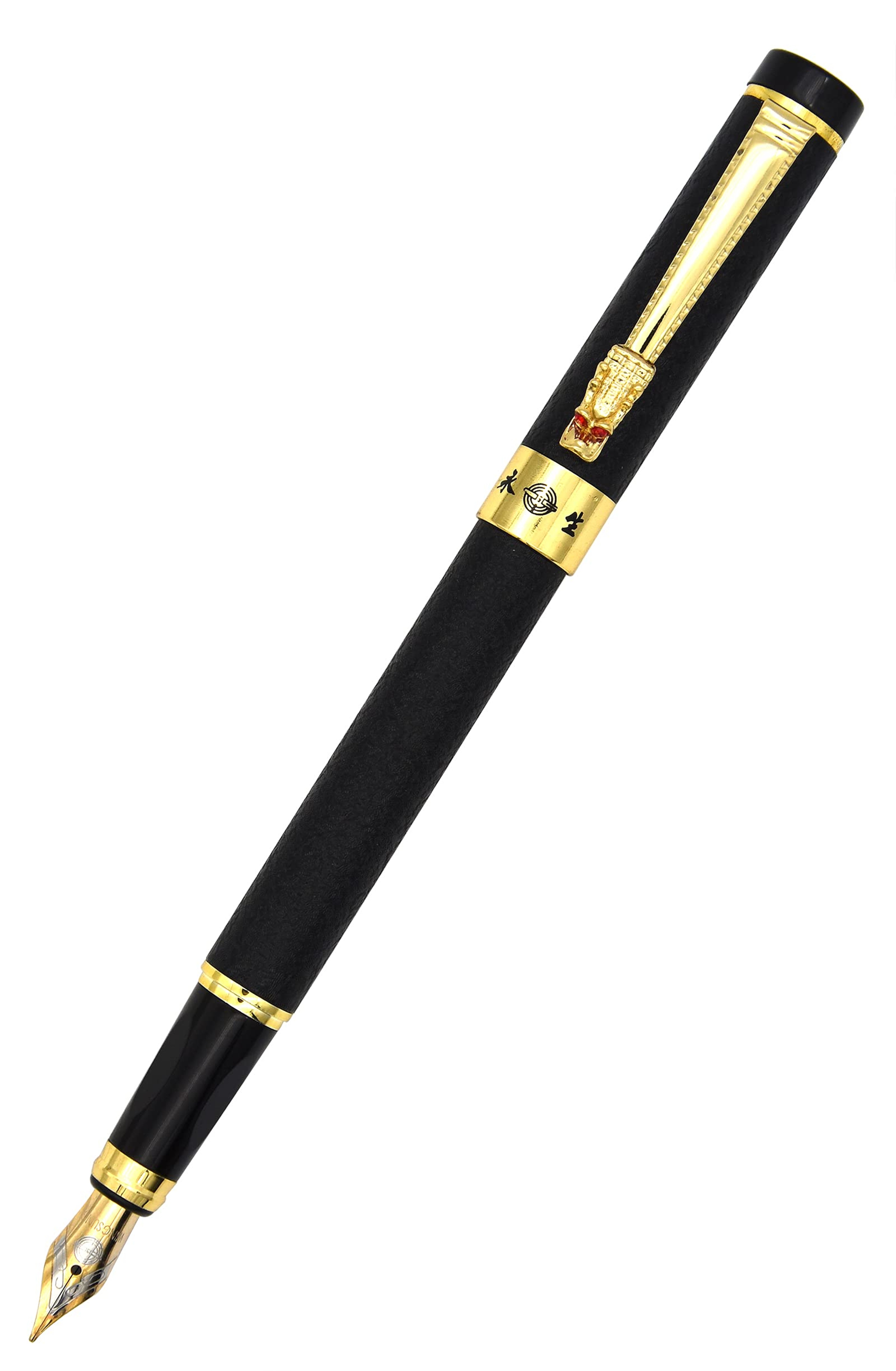 Luxury Crystal Fountain Pen With Gold Finish Medium Nib Signature Writing Pen 8