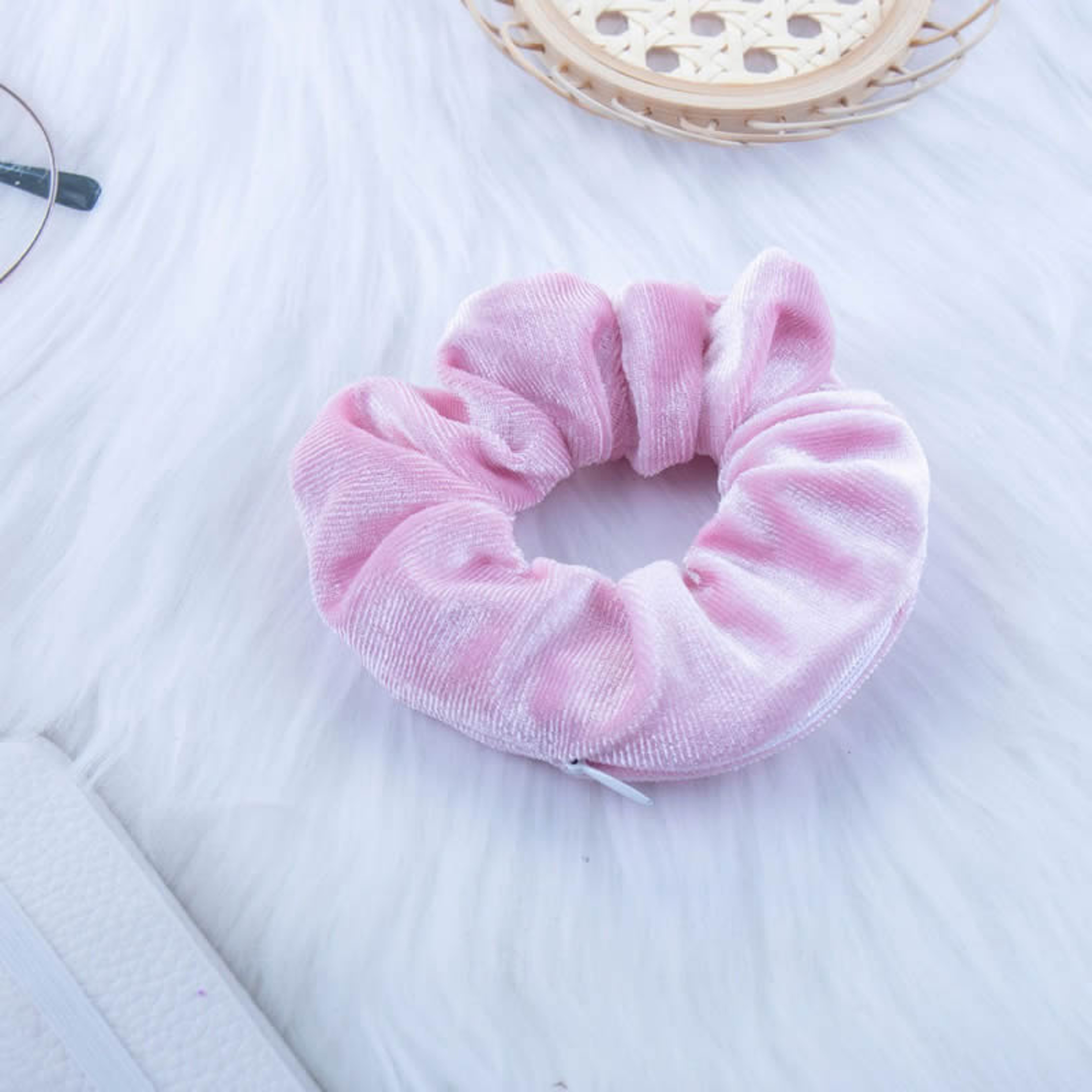 Hidden Pocket Scrunchie Secure Hair Tie With Zipper Secret Stash Travel Storage 13