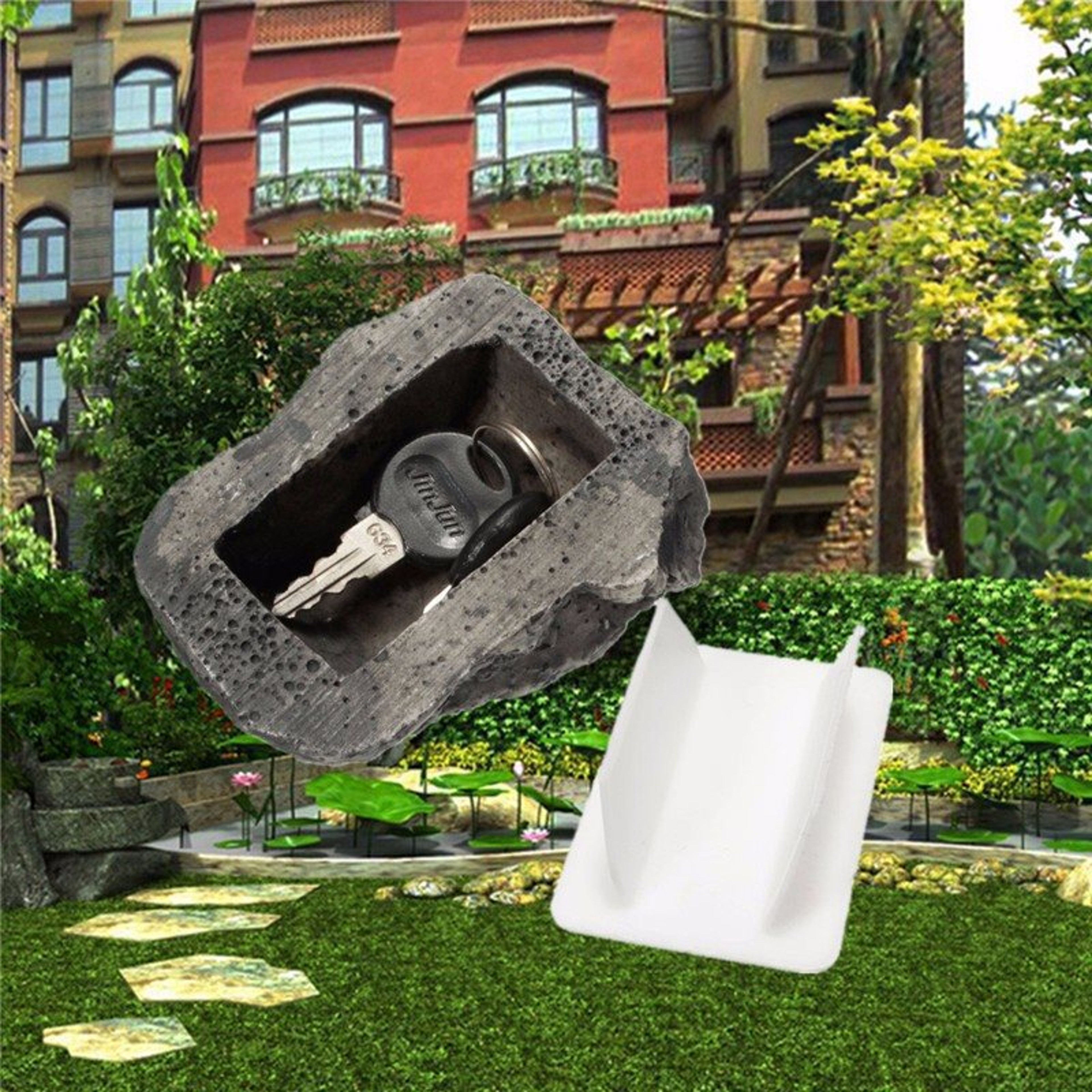 Discreet Fake Rock Key Holder Outdoor Key Safe Hidden Key Box for Home and Travel – view 2