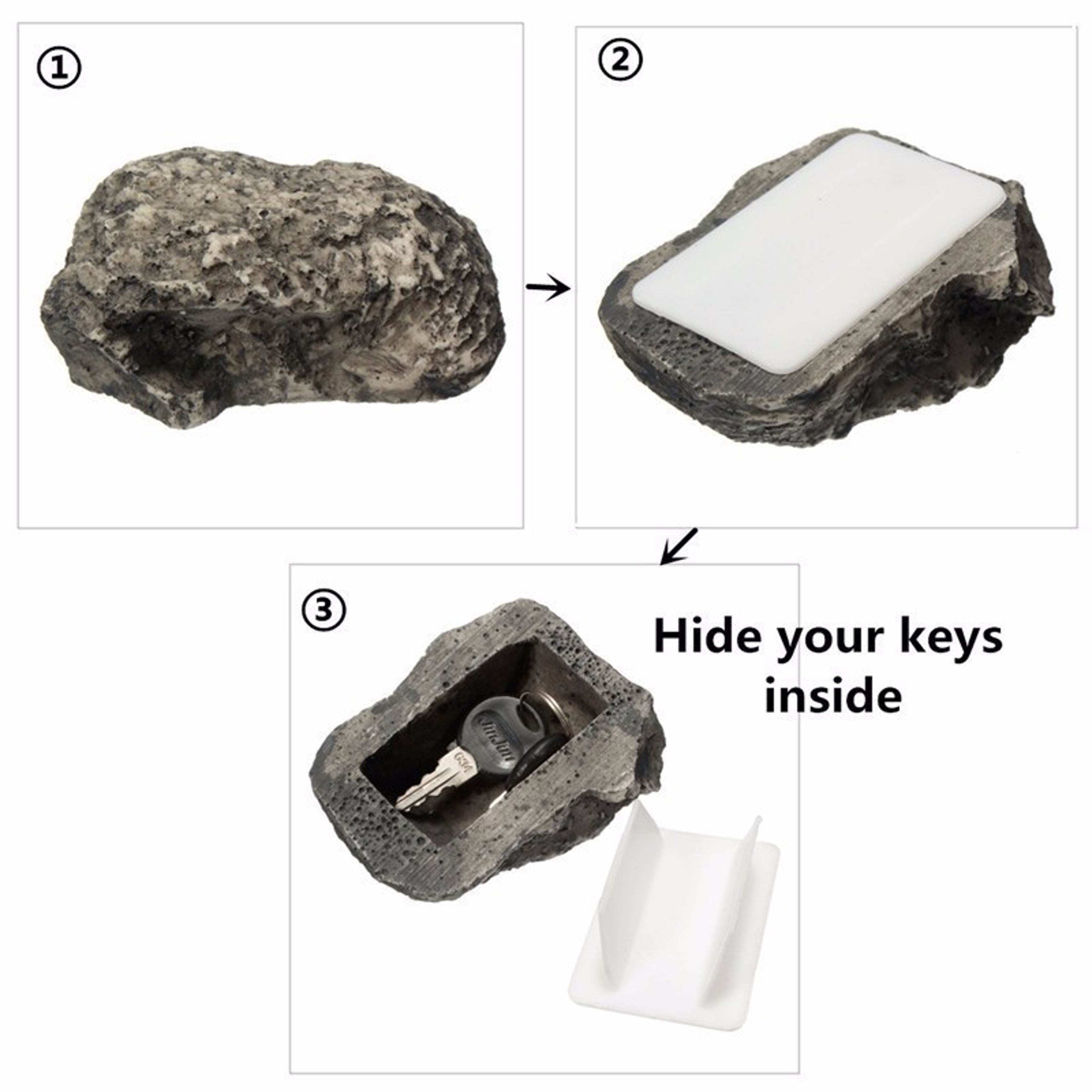 Discreet Fake Rock Key Holder Outdoor Key Safe Hidden Key Box for Home and Travel – view 3