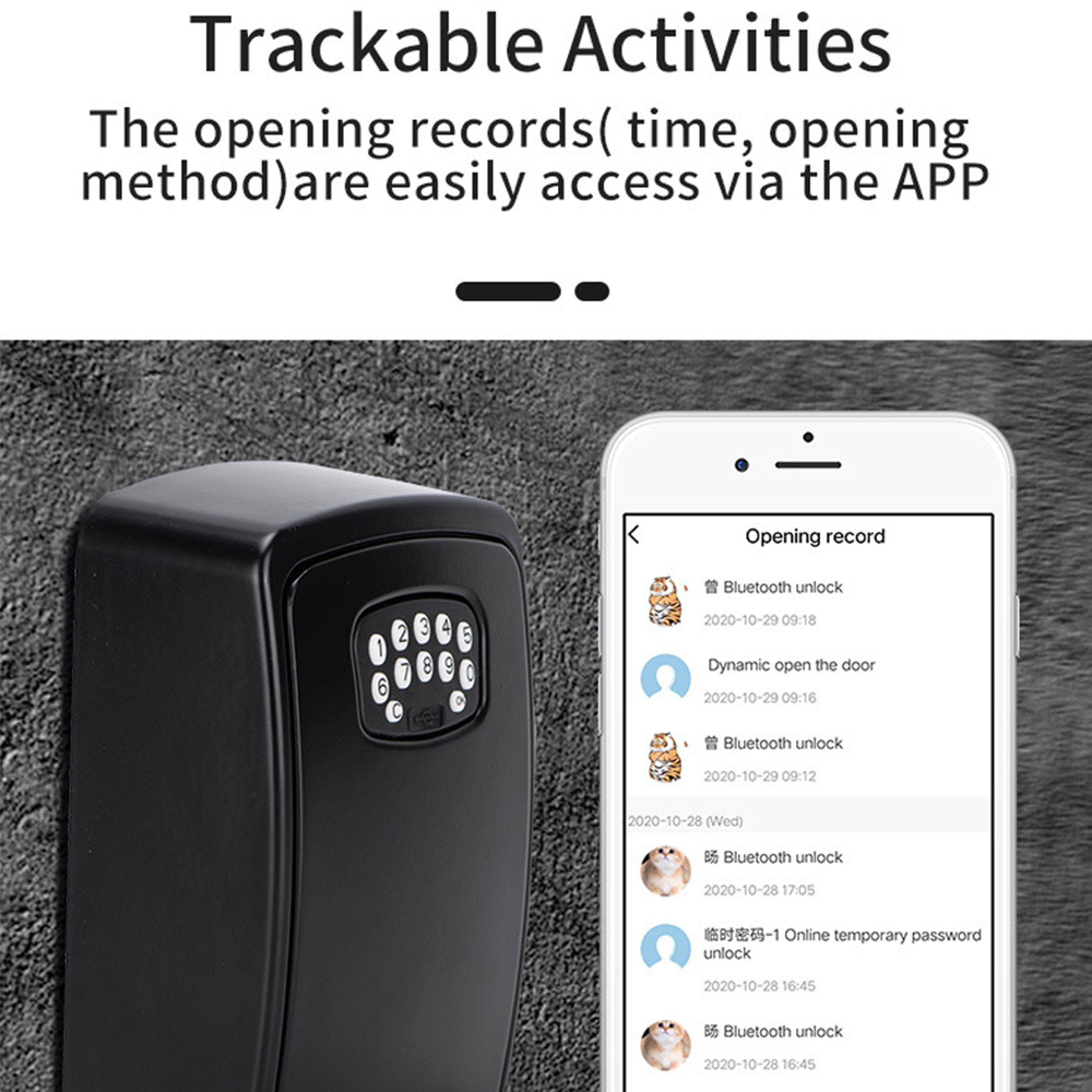 Smart Bluetooth Wall Mounted Key Lock Box With APP Control Waterproof Large Capacity Safe 3