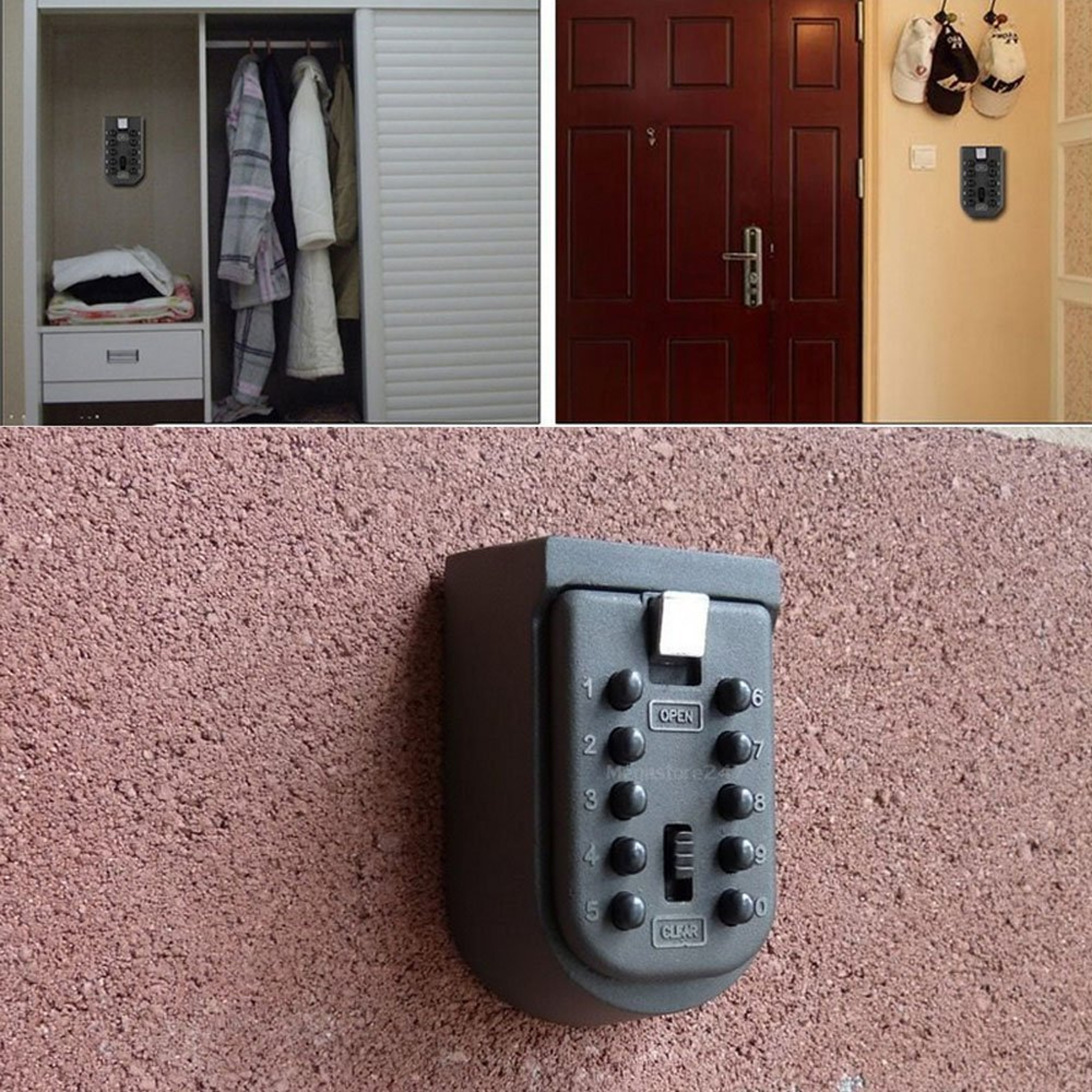 Outdoor Key Lock Box Wall Mounted Combination Safe Secure Key Storage – view 3