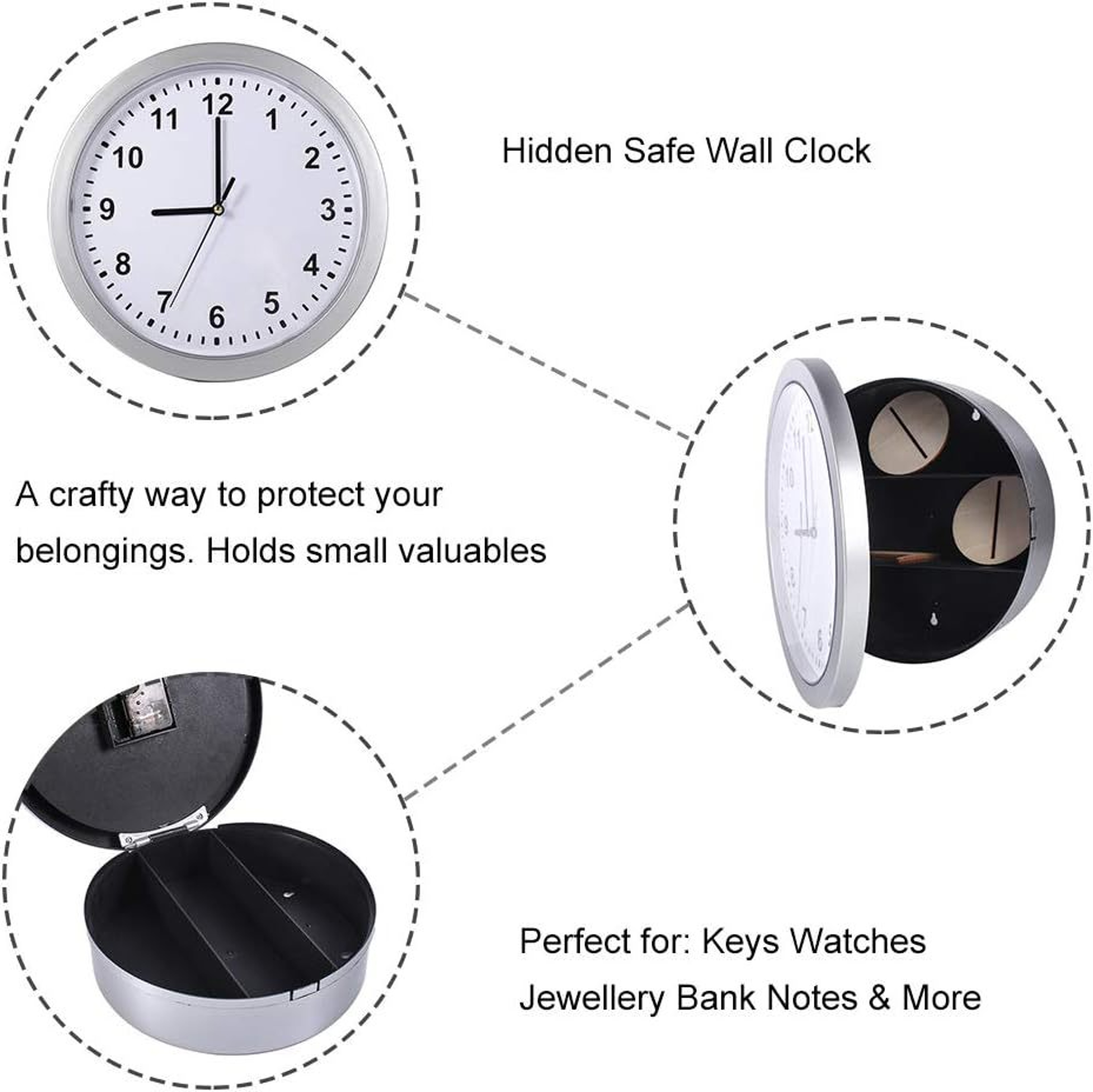 Premium Hidden Wall Clock Safe With Secret Compartment Storage 4