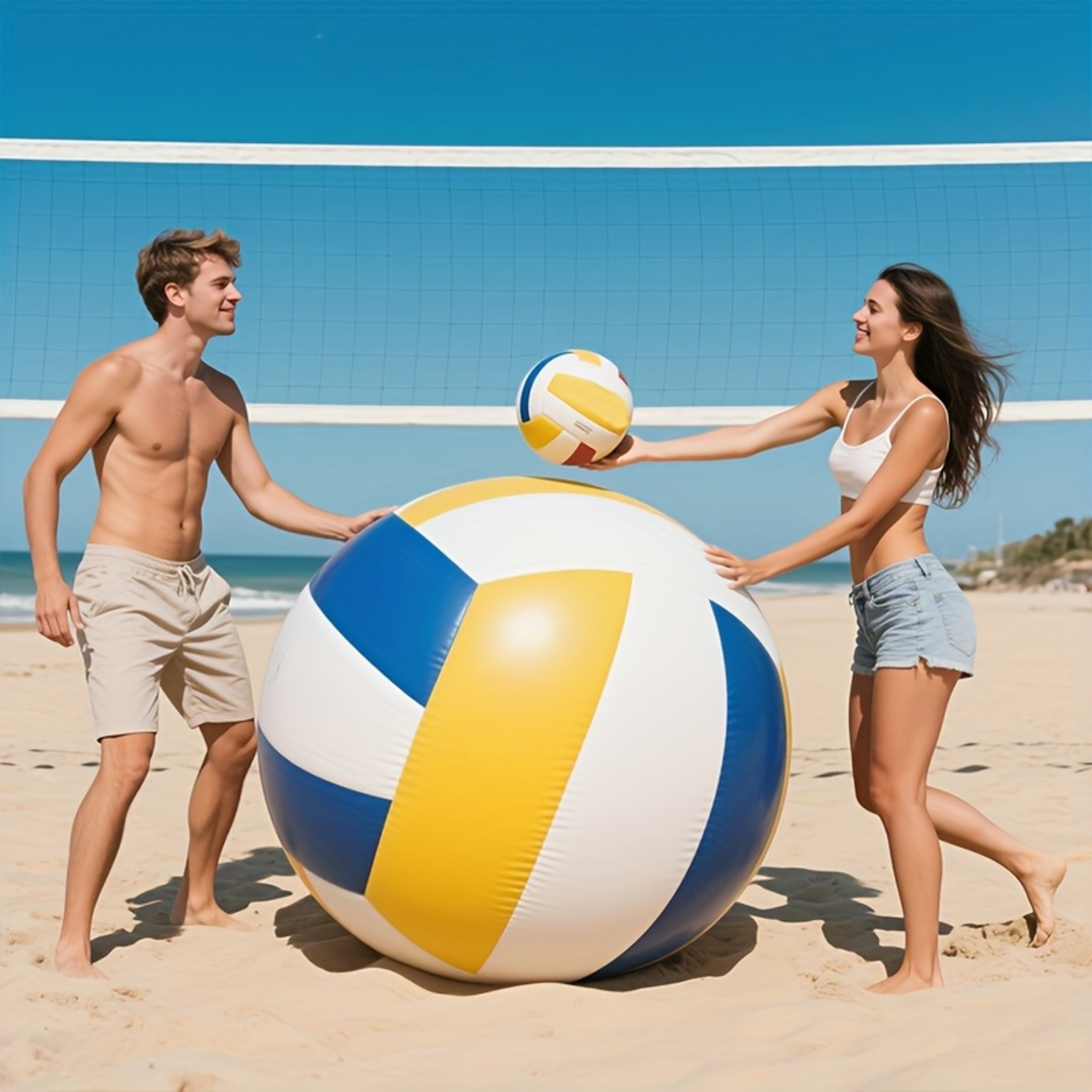 Giant Inflatable Volleyball For Beach  Backyard Fun Durable Large Beach Ball 0