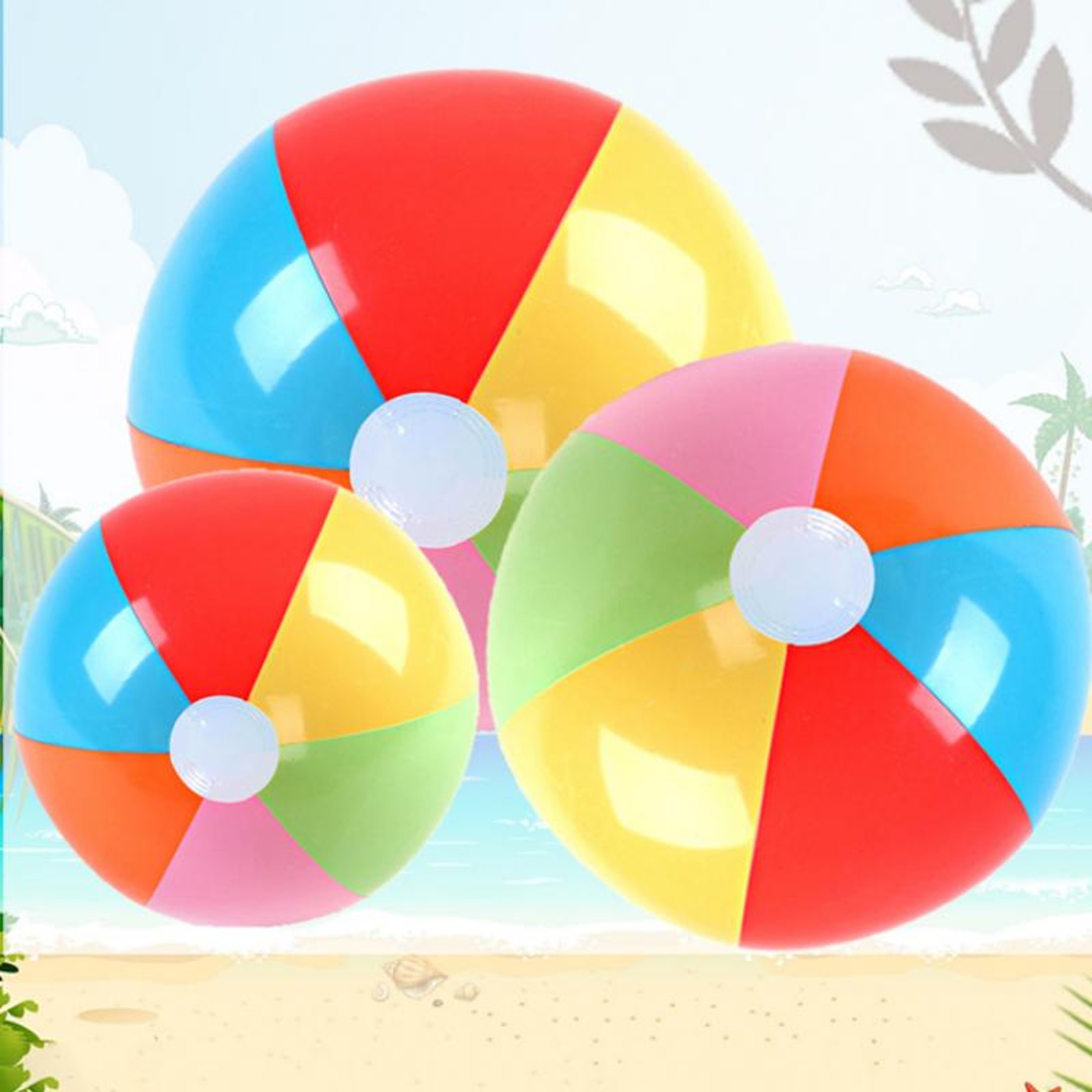 Rainbow Inflatable Beach Ball Set For Pool  Beach Fun 0