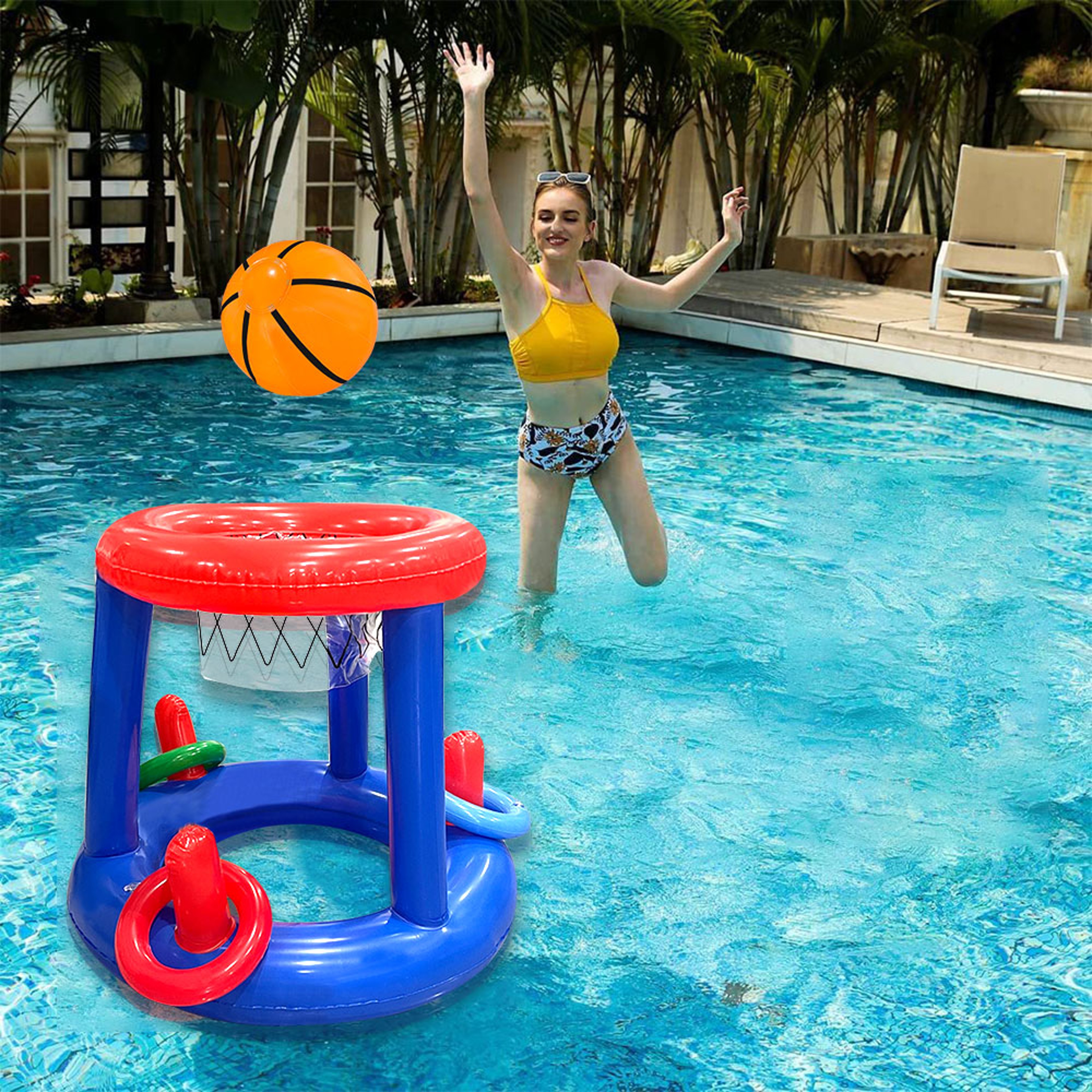 Inflatable Pool Basketball Hoop Set For Kids  Family Pool Party Fun 3