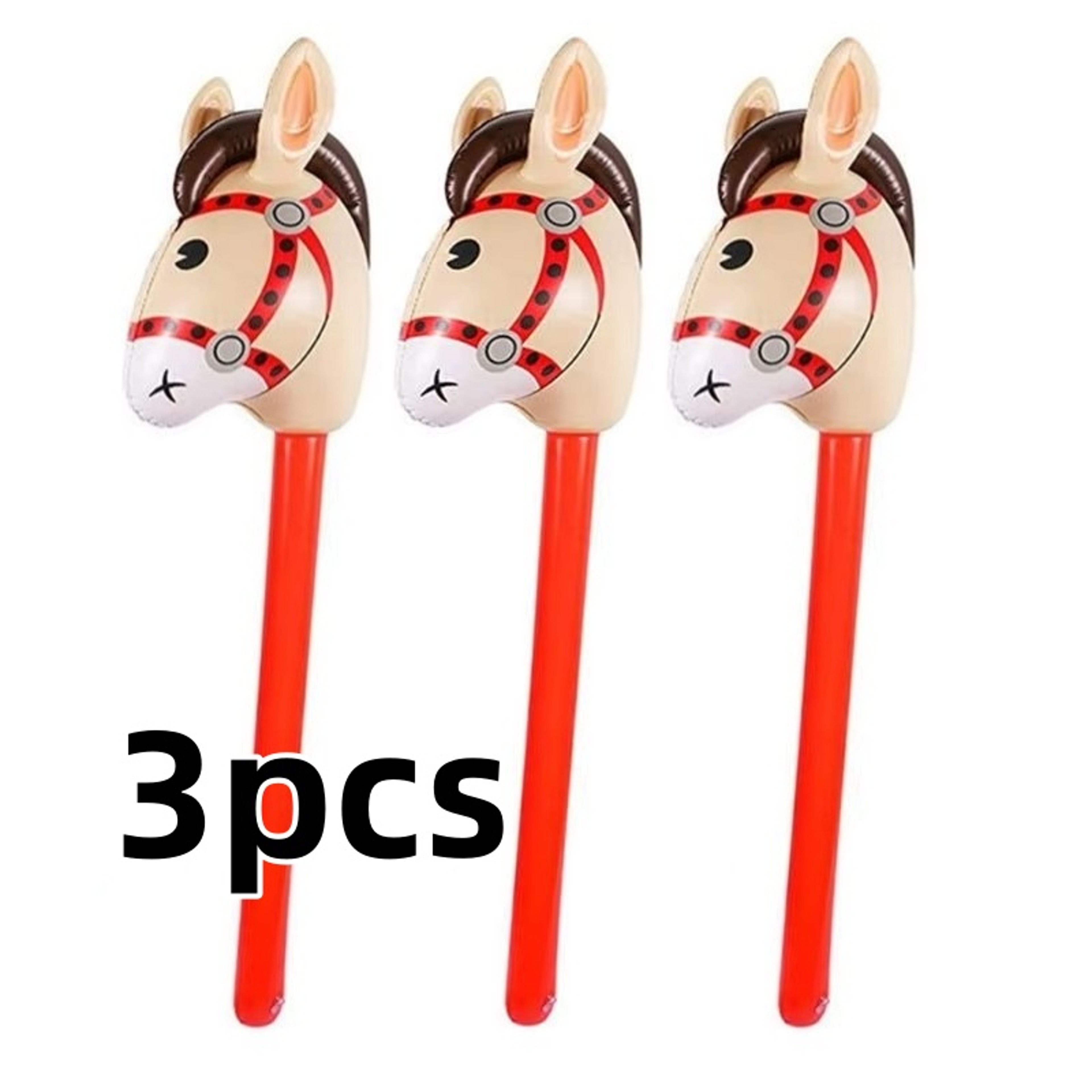 Inflatable Horse Head Stick Toy For Kids Cowboy Party  Farm Theme Fun 2