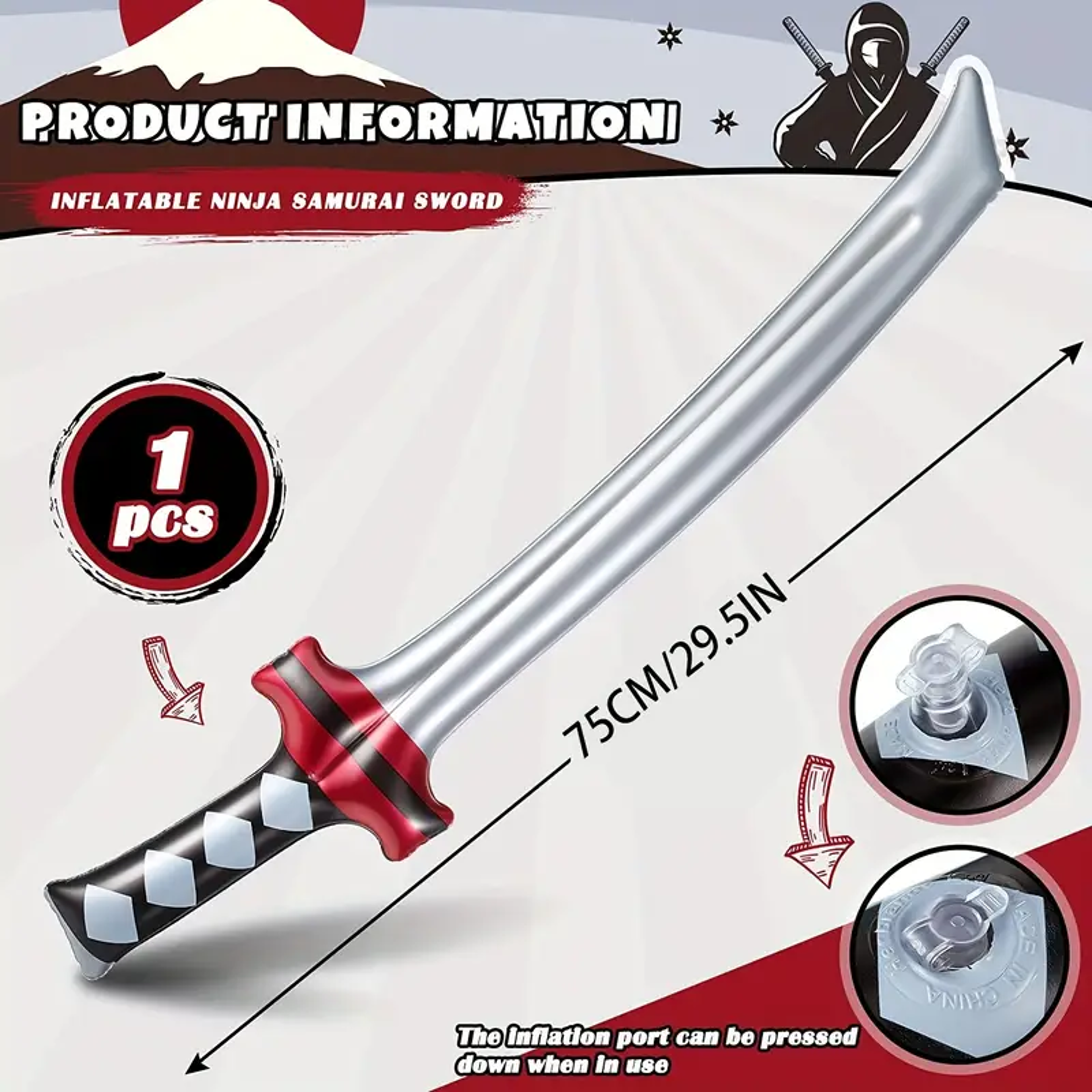 Inflatable Samurai Sword Toy Safe Inflatable Ninja Sword For Kids Cosplay And Parties 3