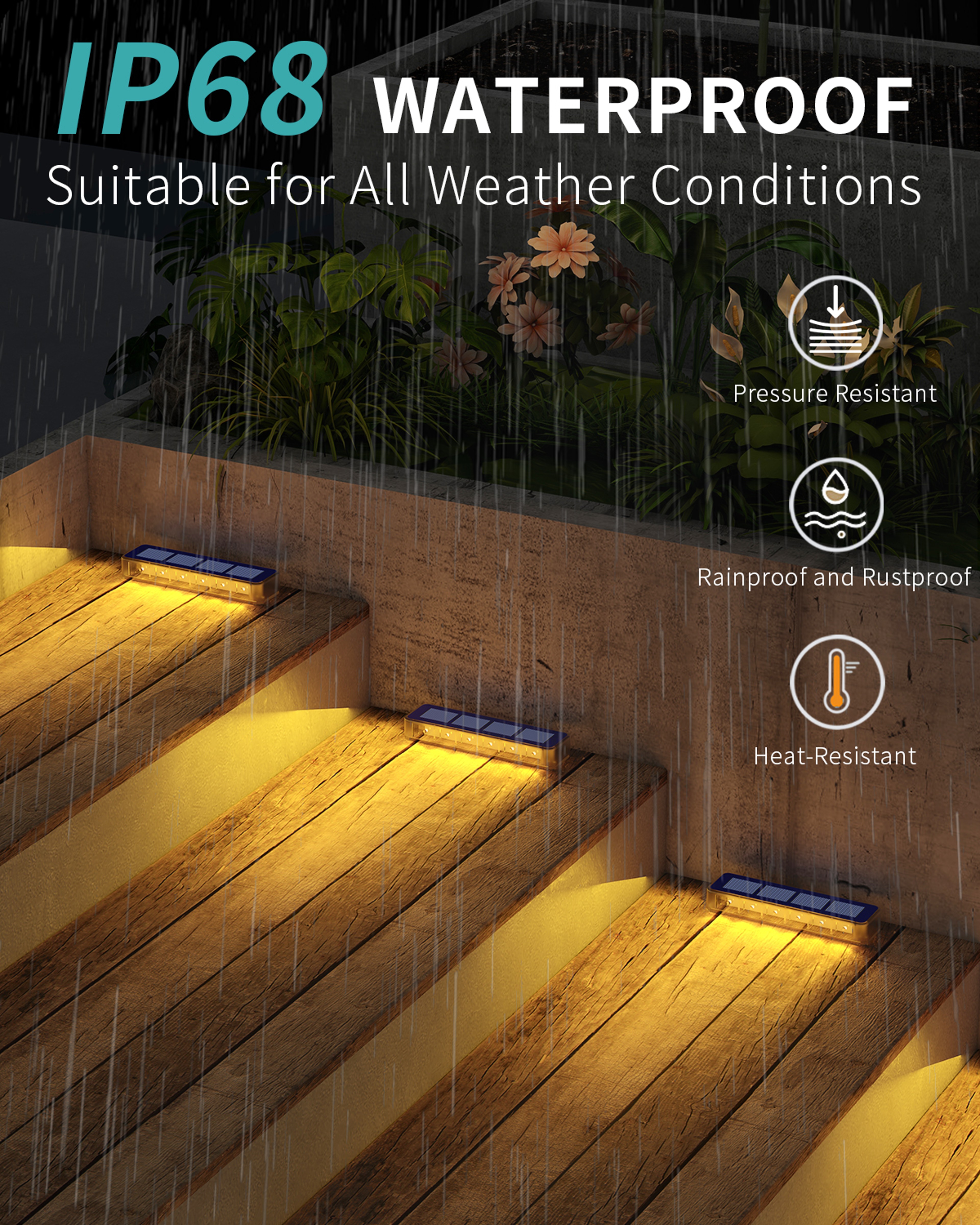 Solar Step Lights IP68 Waterproof LED Stair Lights For Garden Deck Pathway Outdoor Landscape Lighti 4