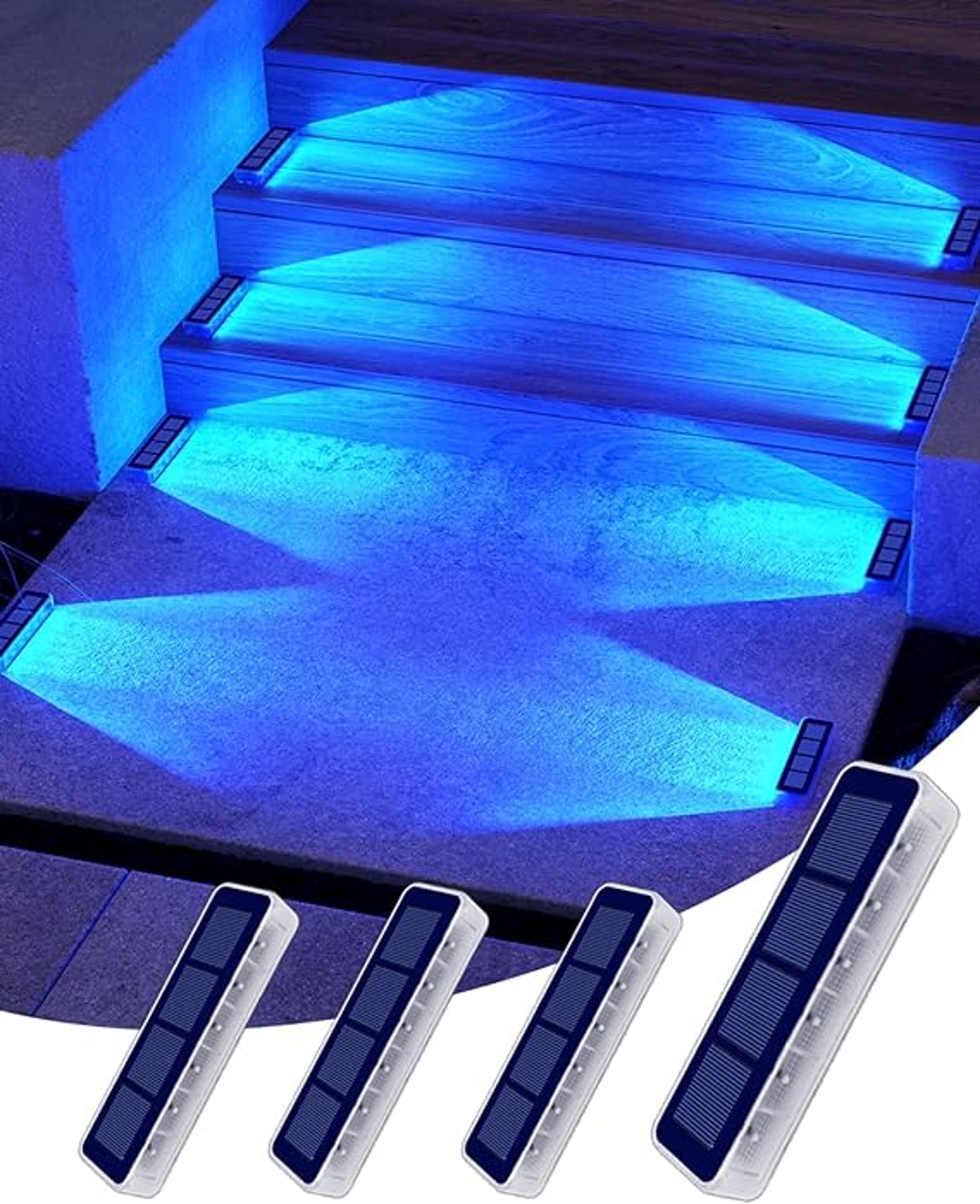 Solar Step Lights IP68 Waterproof LED Stair Lights For Garden Deck Pathway Outdoor Landscape Lighti 0