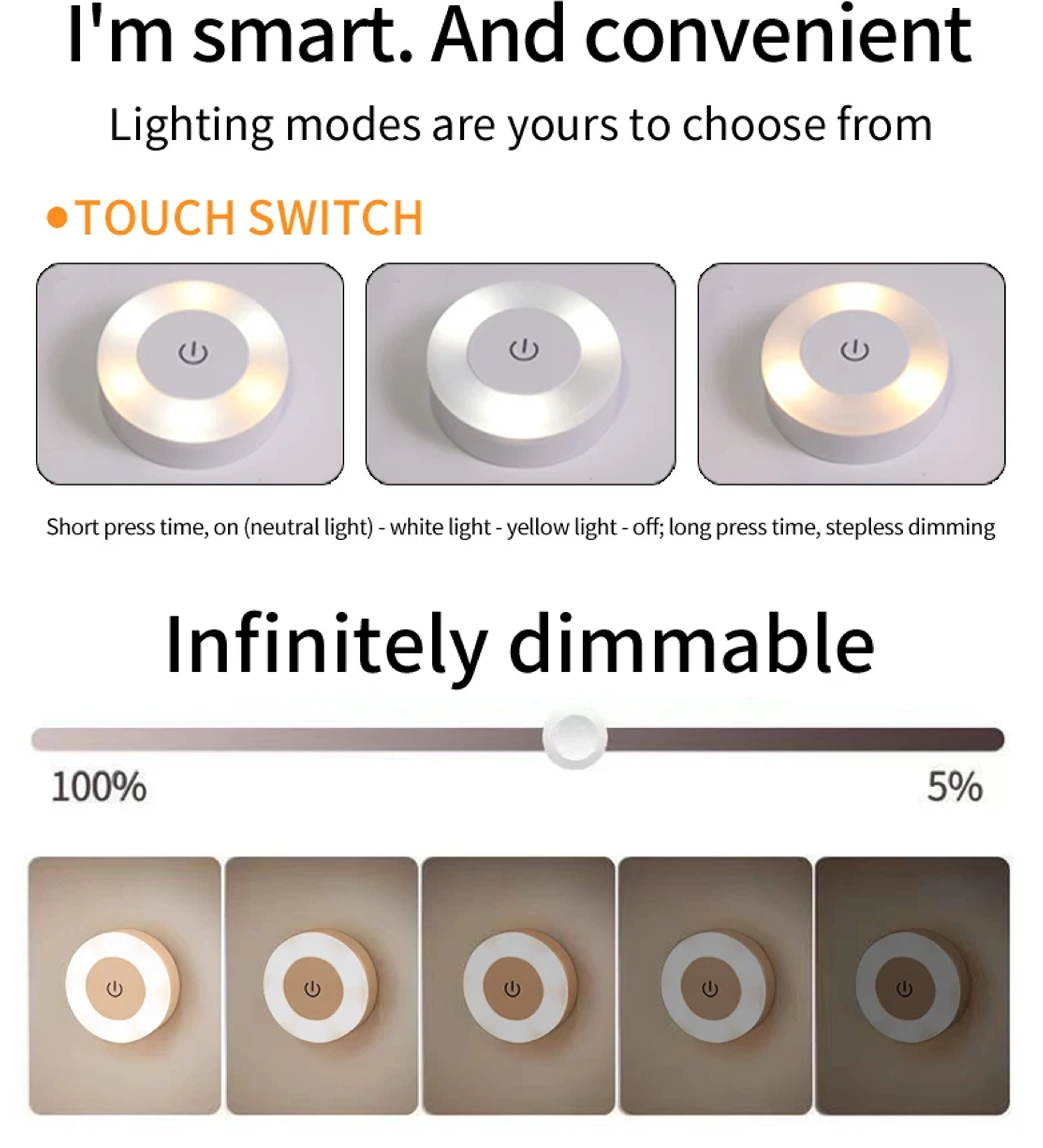 Rechargeable LED Book Light Magnetic Wall Reading Light With Touch Control 2