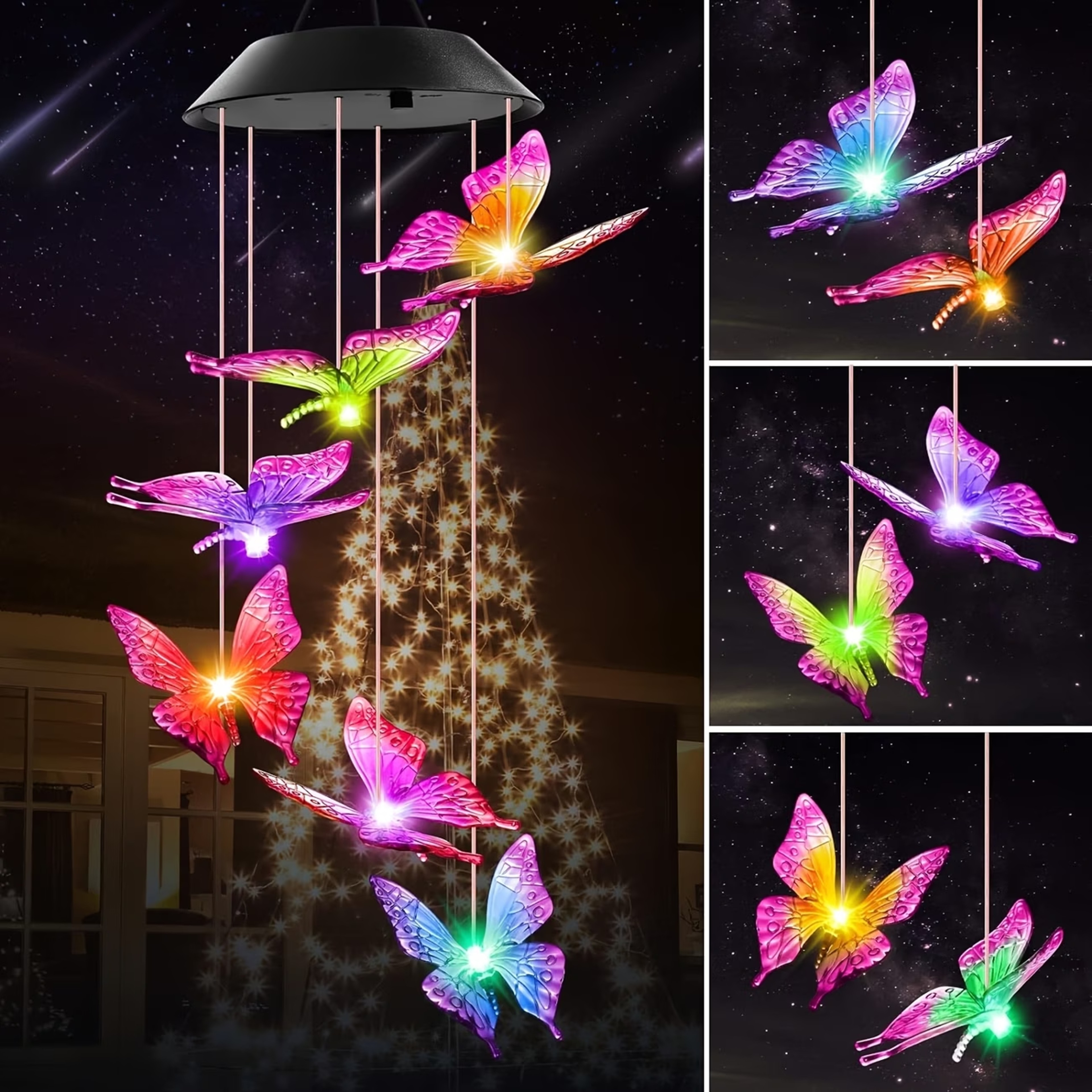 Solar Butterfly Wind Chimes With Color Changing Solar Lights For Garden Patio Outdoor Hanging Decor 1