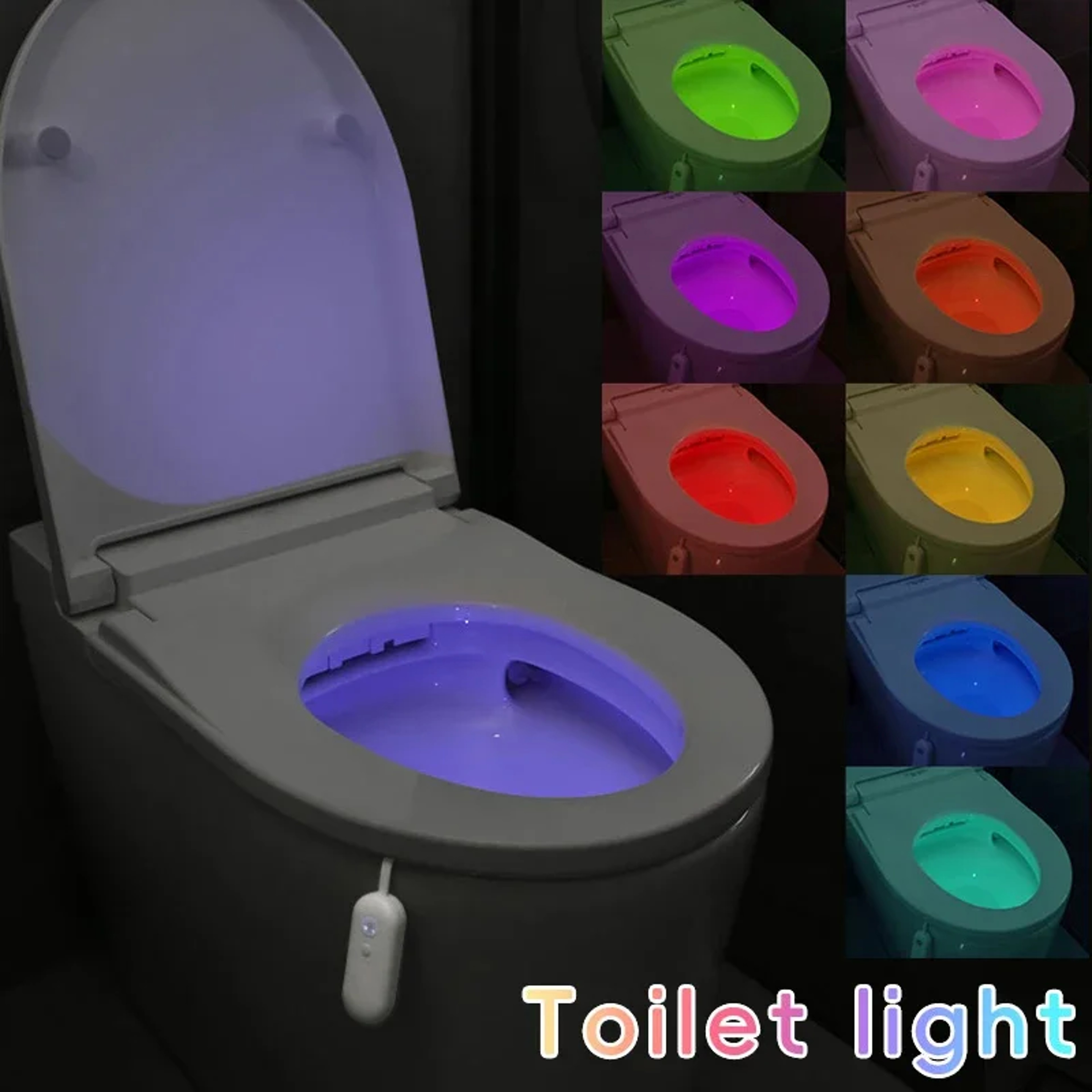 Smart Motion Sensor Toilet Light USB Rechargeable 8 Color LED Bathroom Night Light 1