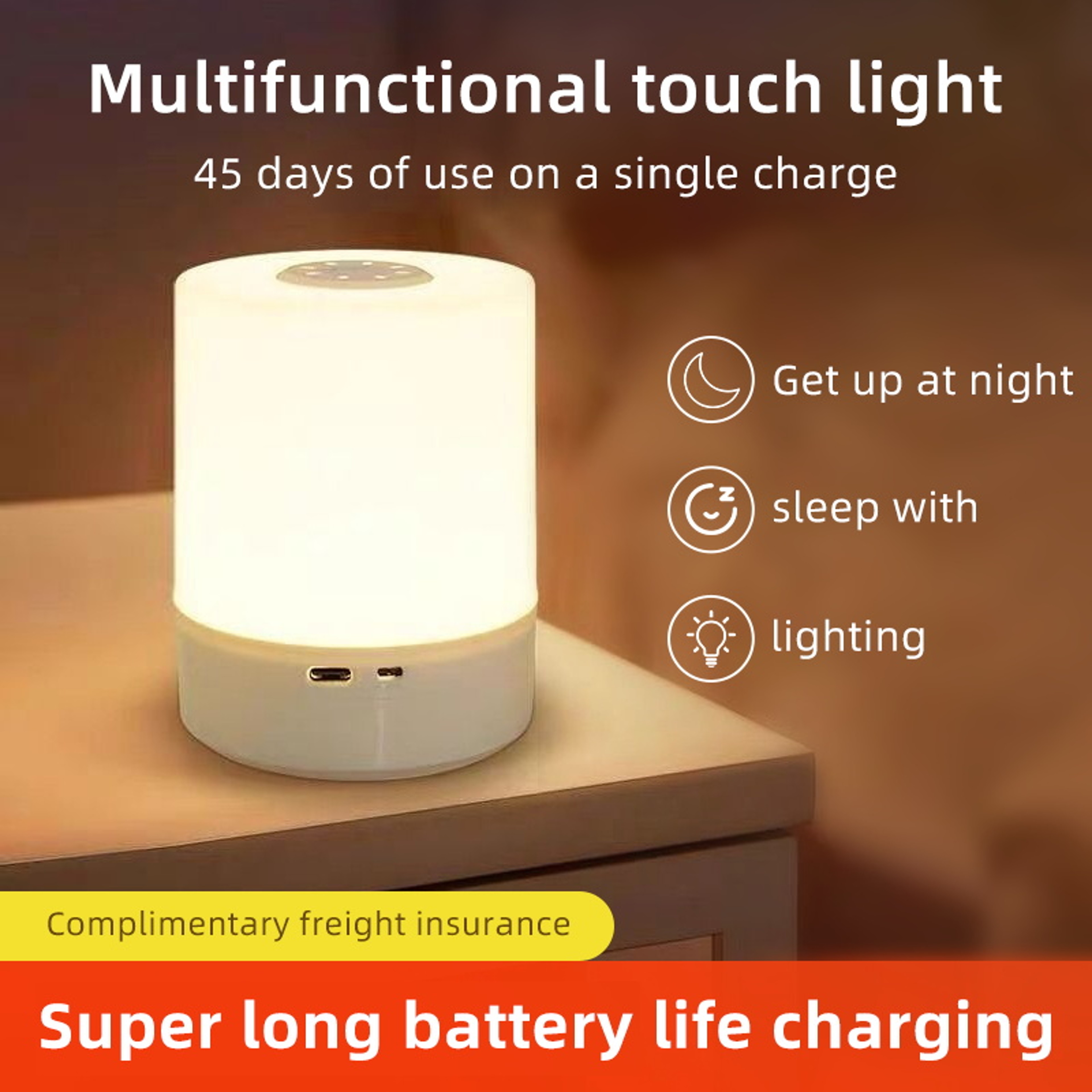 USB Rechargeable Night Light Touch LED Lamp With 3 Color Night Light For Bedroom Hallway Kitchen Cl 2