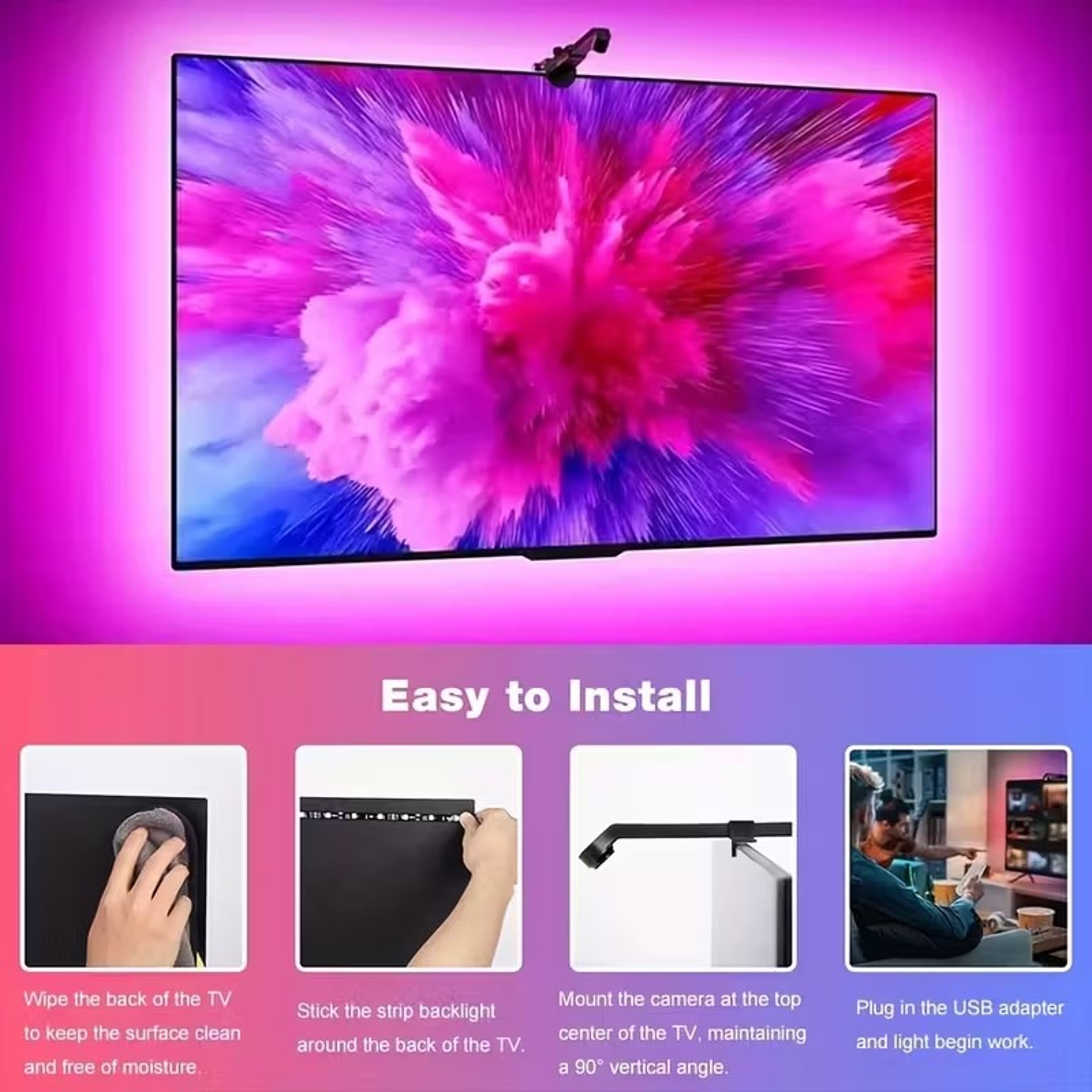 Smart TV LED Backlight Sync RGB IC Ambient Light Strip with Color Sensor for 55 to 85 Inch TVs – view 4