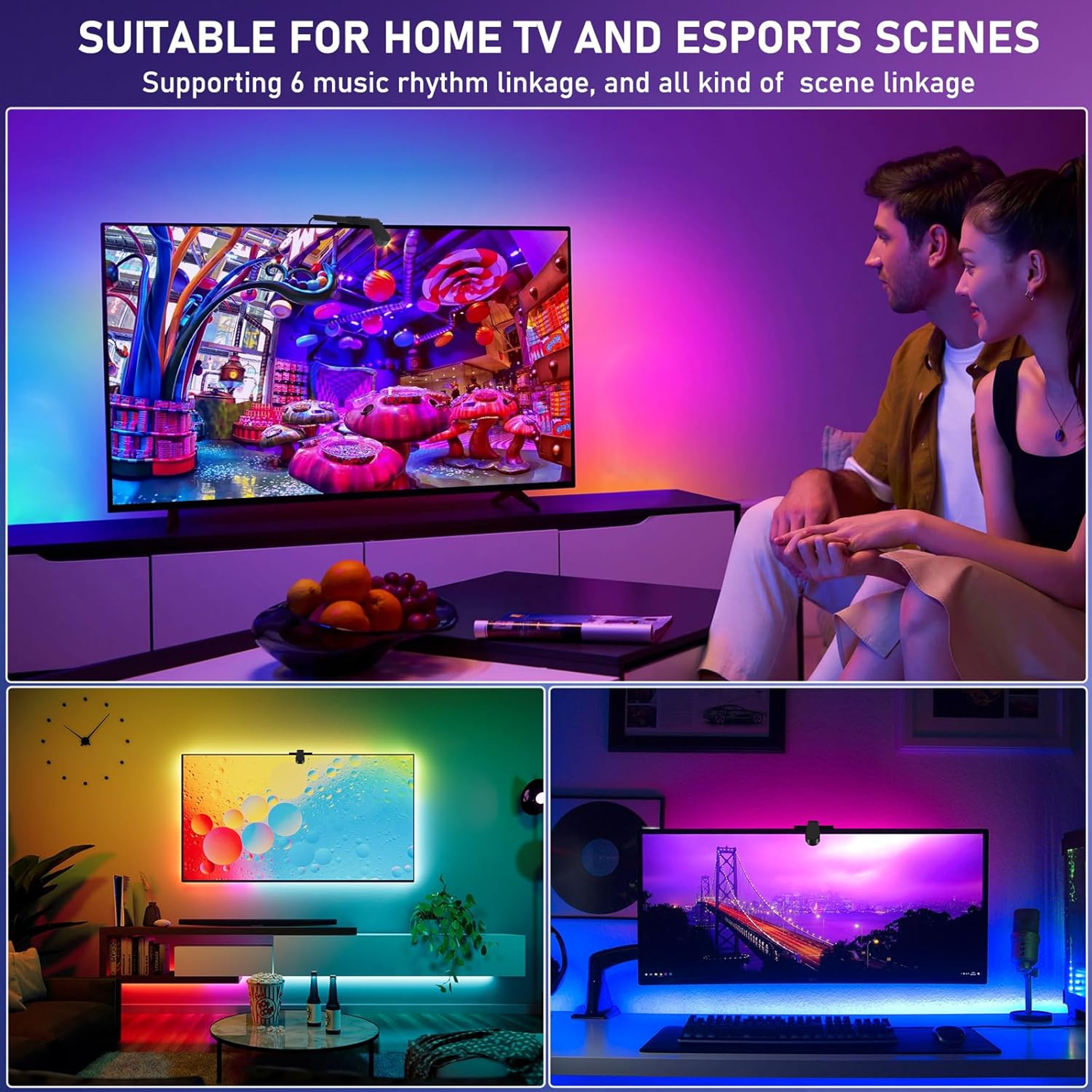 Smart TV LED Backlight Sync RGB IC Ambient Light Strip with Color Sensor for 55 to 85 Inch TVs – view 5