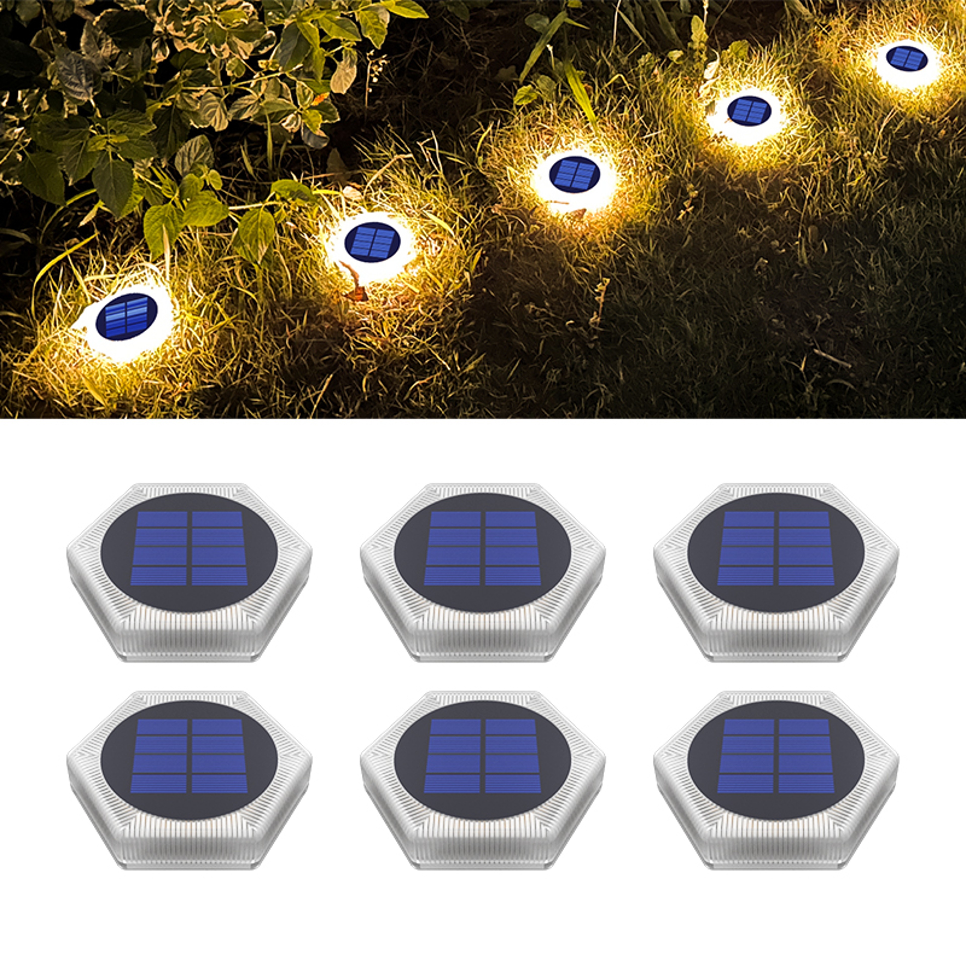 6 Pack Solar Driveway Lights IP68 Waterproof Solar Step Lights For Deck Stairs Fence And Pathway 6