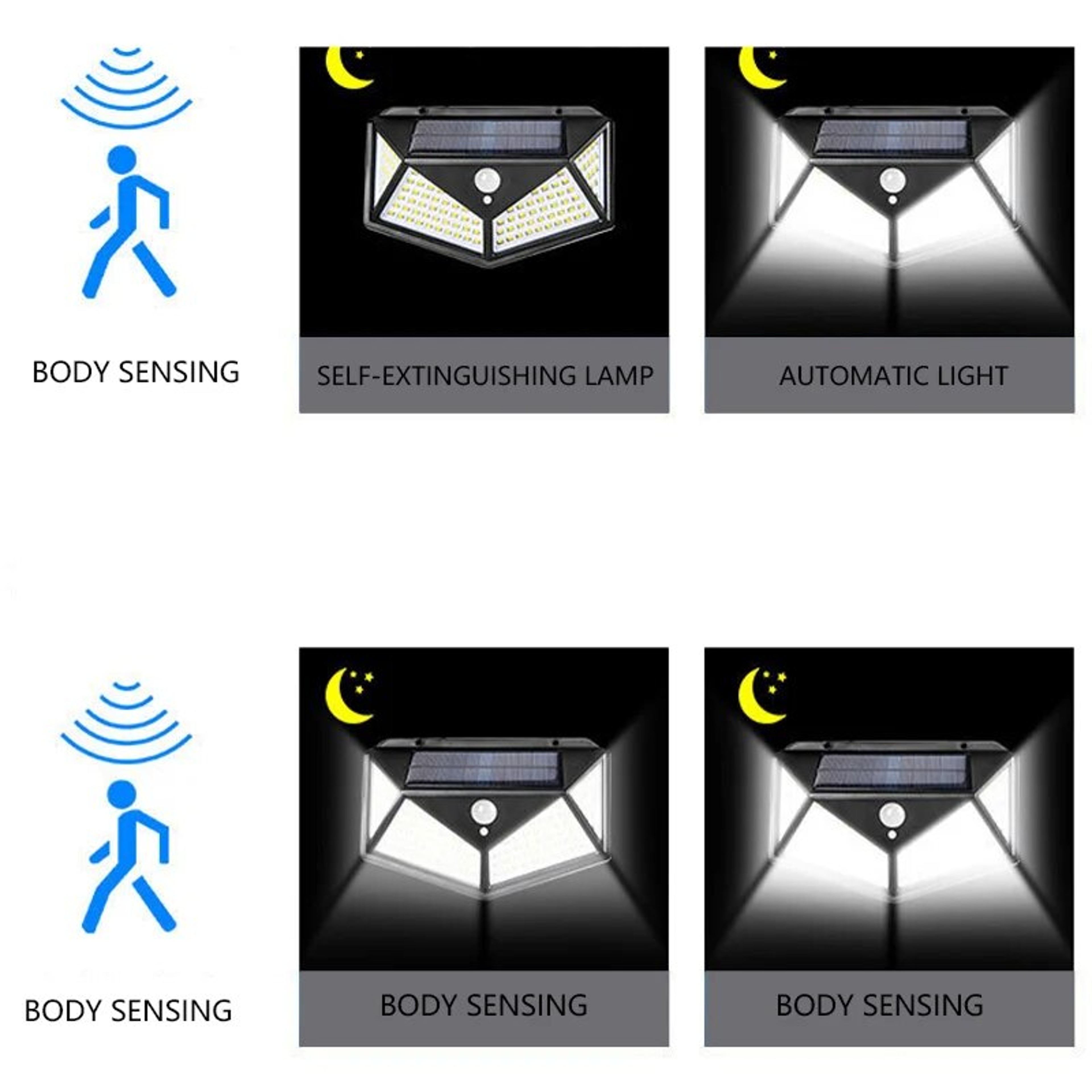 100 LED Solar Wall Light Outdoor Motion Sensor Light Waterproof Security Garden Lamp 2