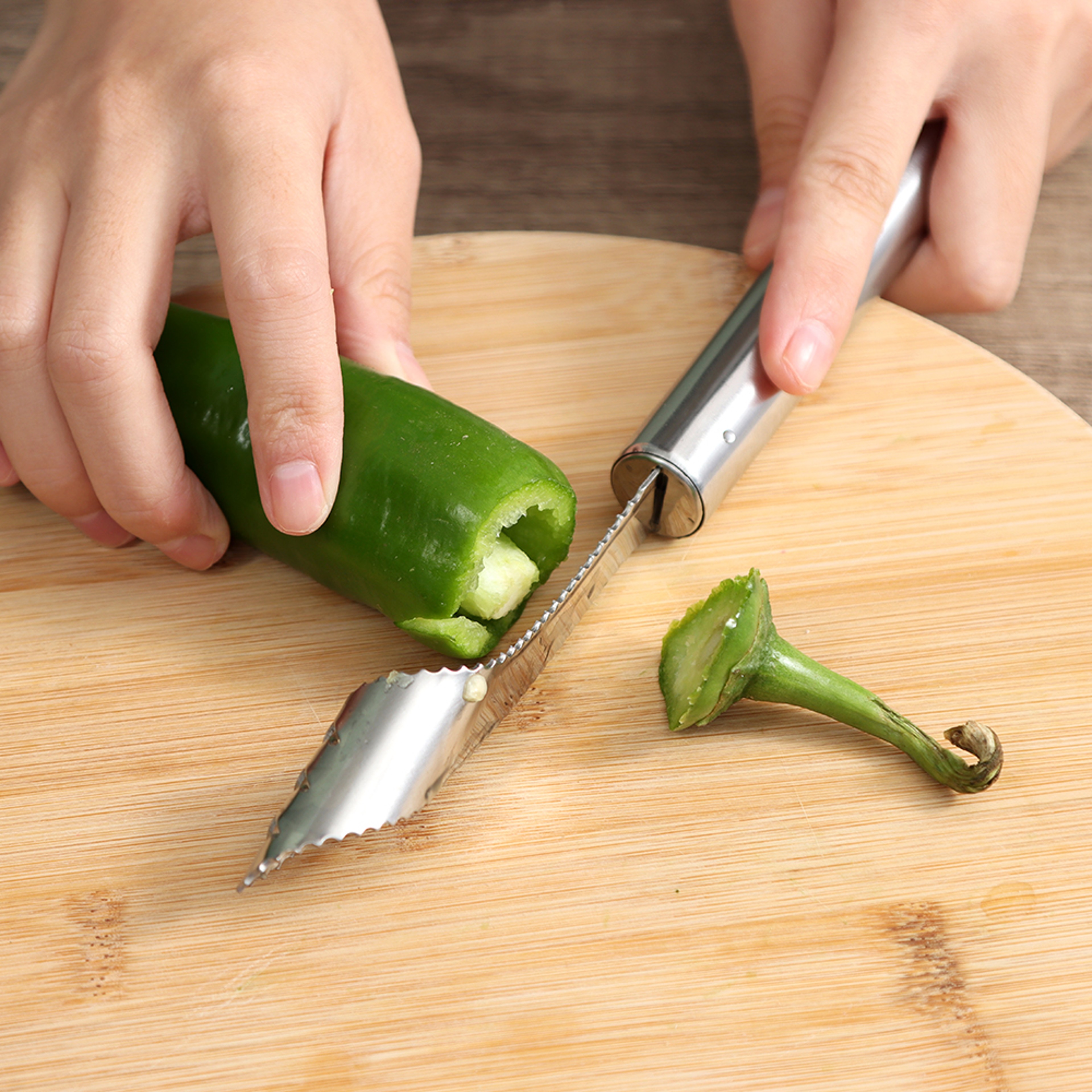 Stainless Steel Pepper Corer Tool Vegetable Corer Seed Remover For Jalapenos Tomatoes And Chili Pep 6