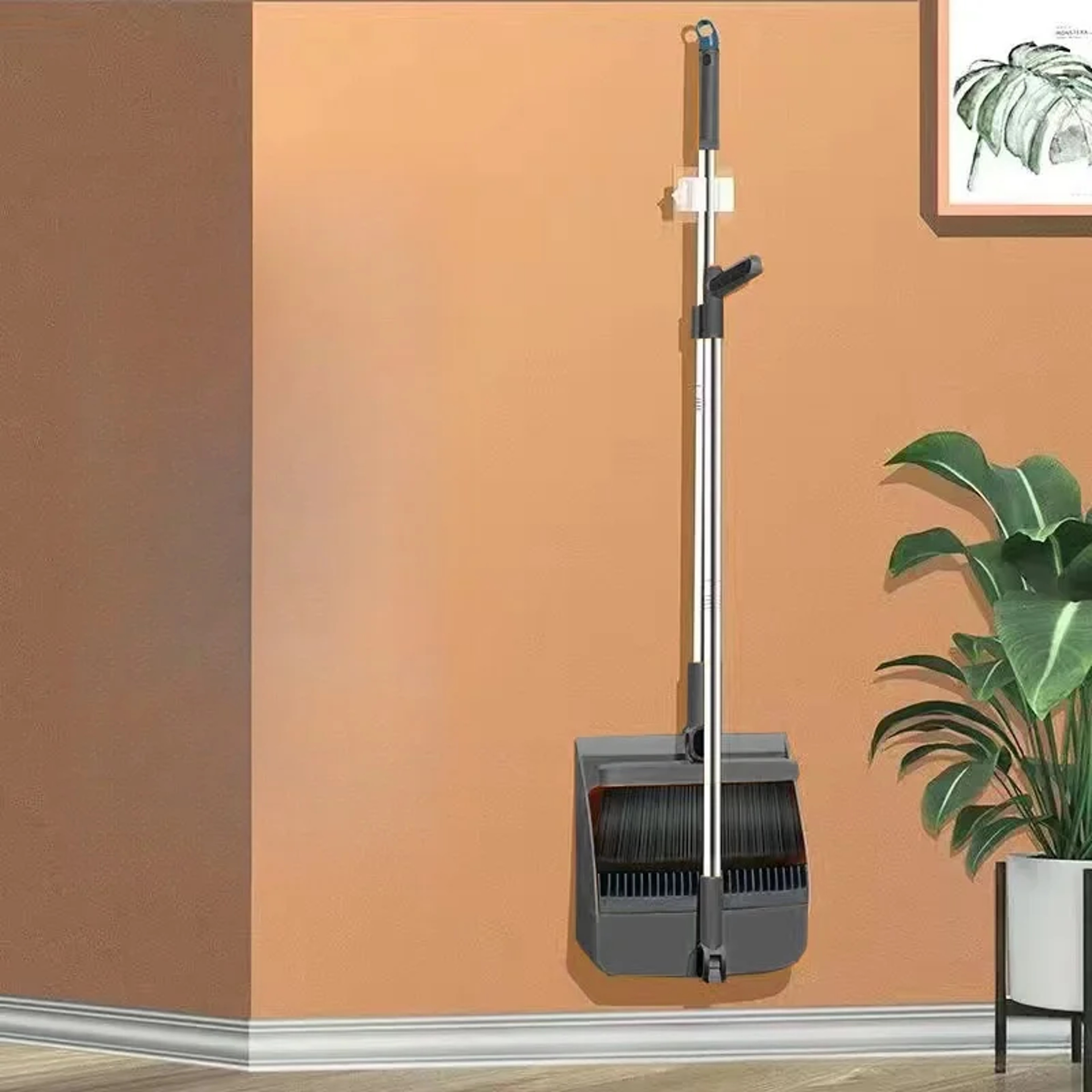Foldable Broom and Dustpan Set with Self Cleaning Teeth Long Handle Floor Cleaning Kit – view 12