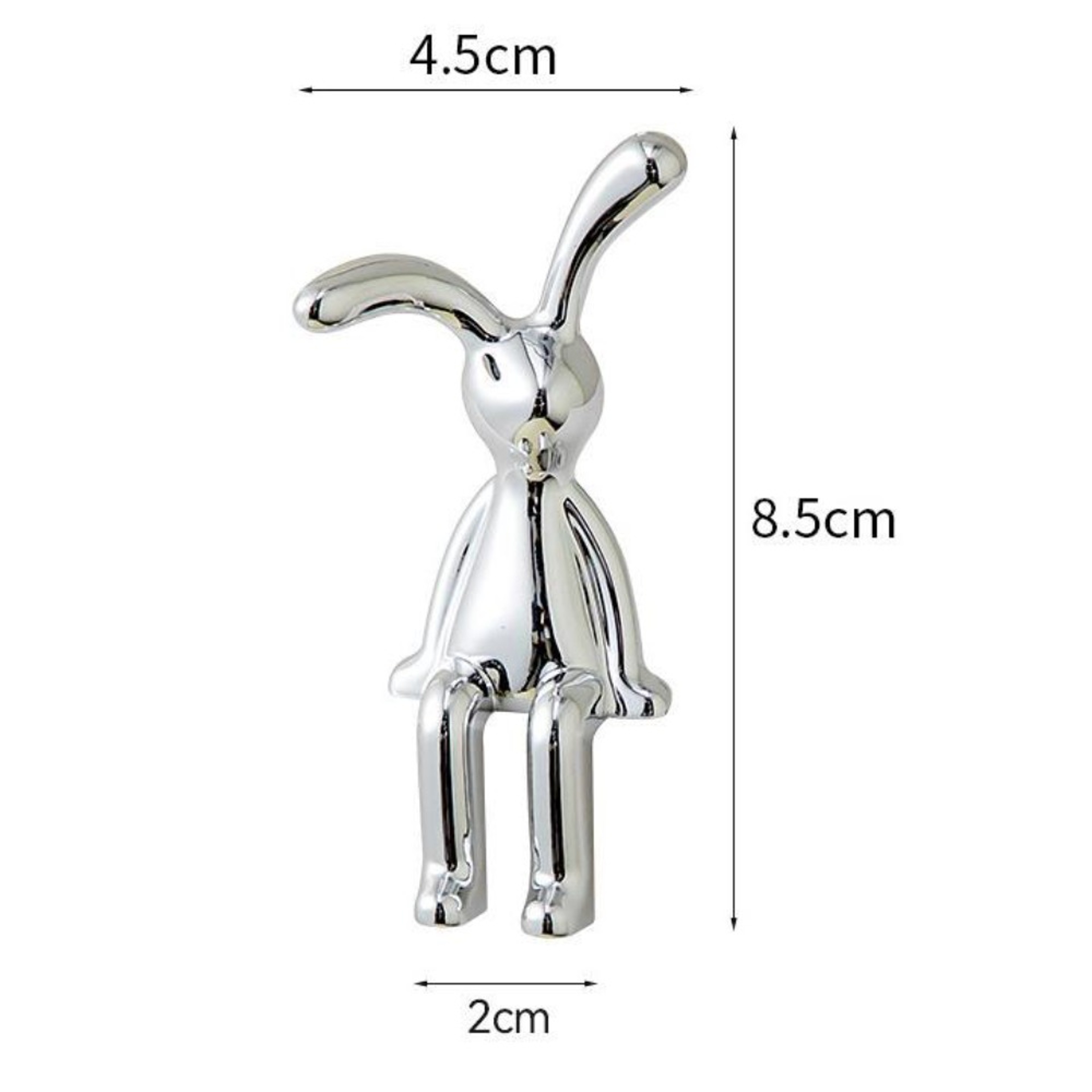 Cute Long Eared Rabbit Figurine 3D Car Dashboard Decor Electroplated Desktop Ornament 4