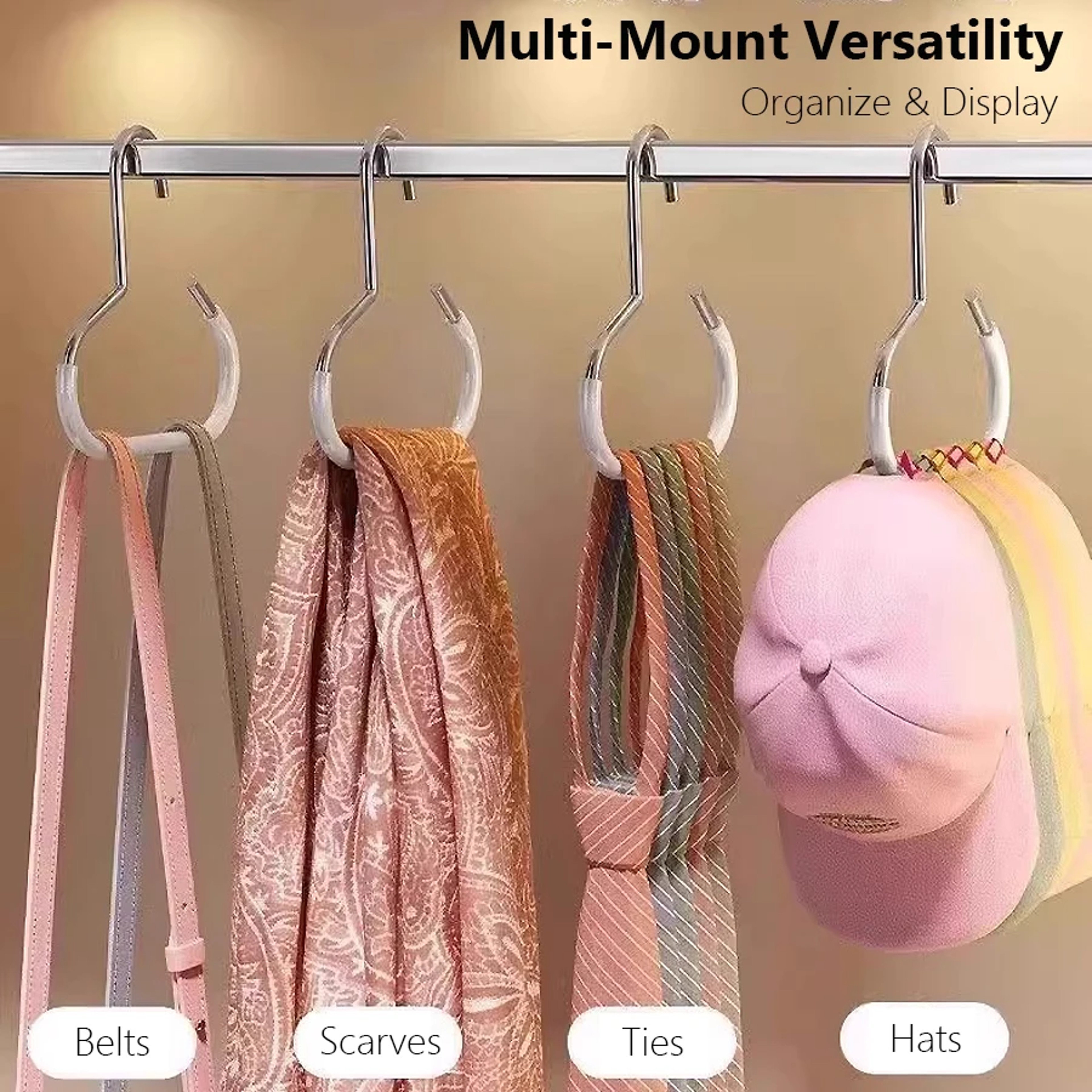 Heavy Duty Hat Organizer Closet Cap Hanger Multi Purpose Hook Rack For Hats Scarves Bags 4