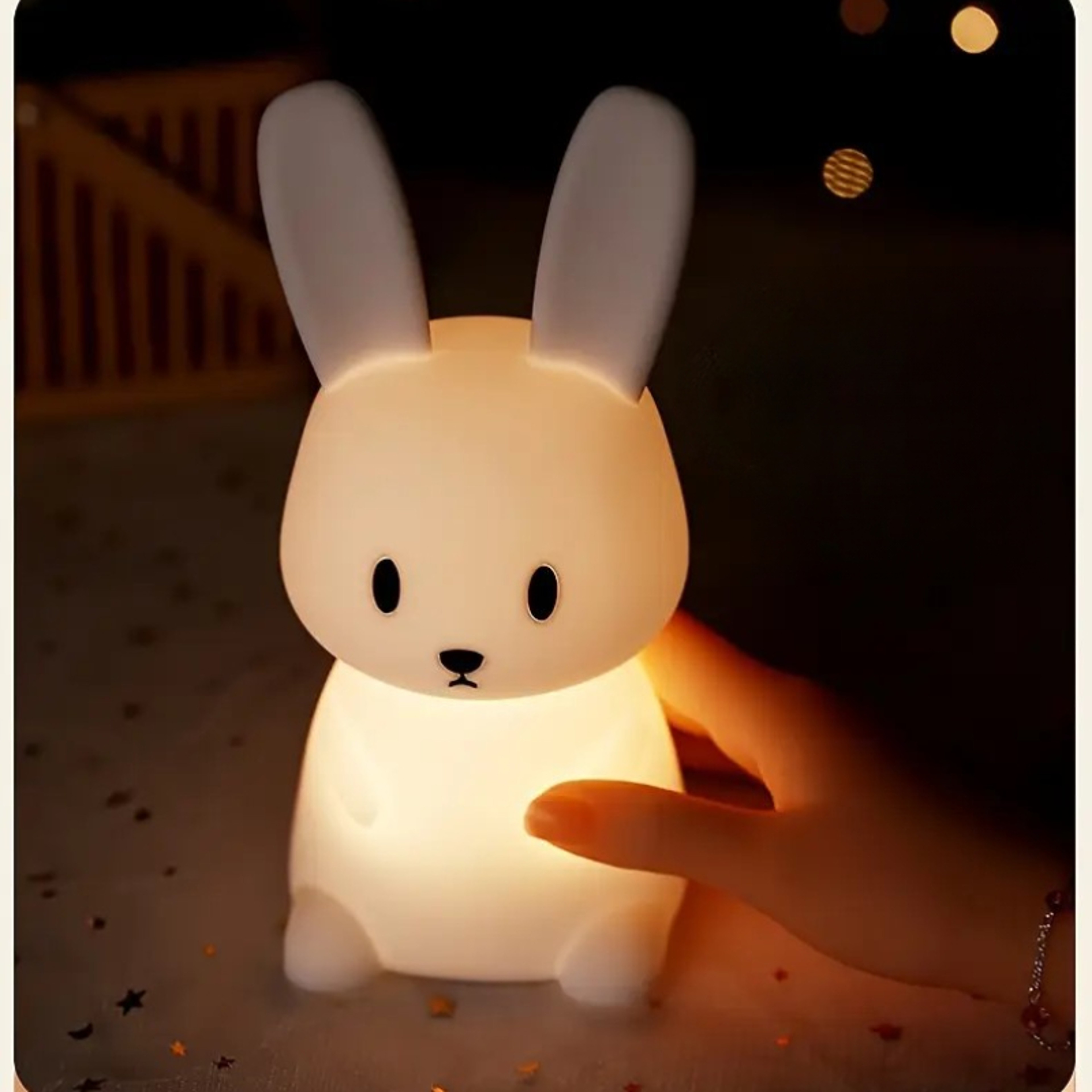 Cute Rabbit Night Light Soft Silicone LED Night Light Touch Sensor Nursery Table Lamp For Kids 1